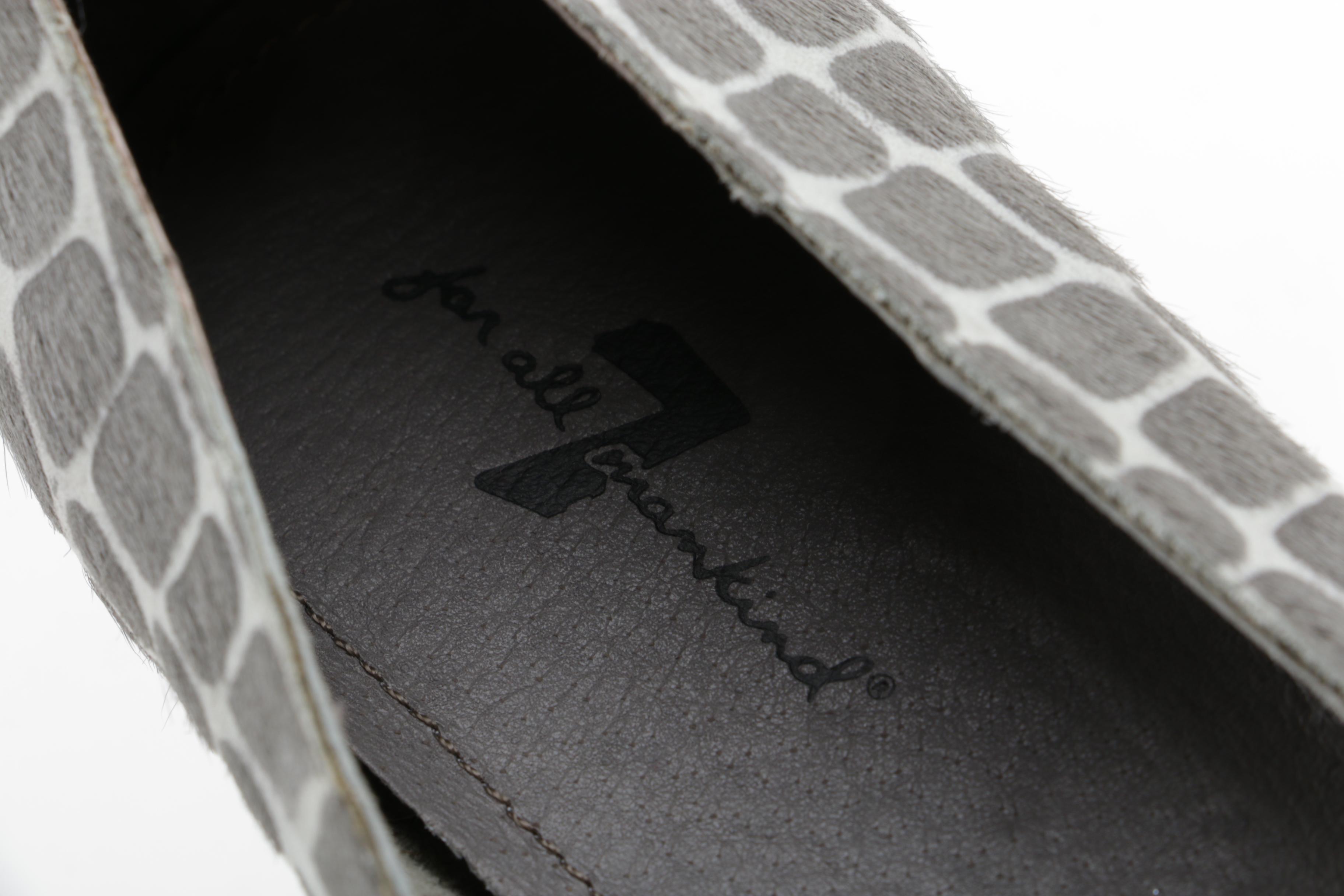 7 For All Mankind Grey and White Pony Hair Flat Shoes