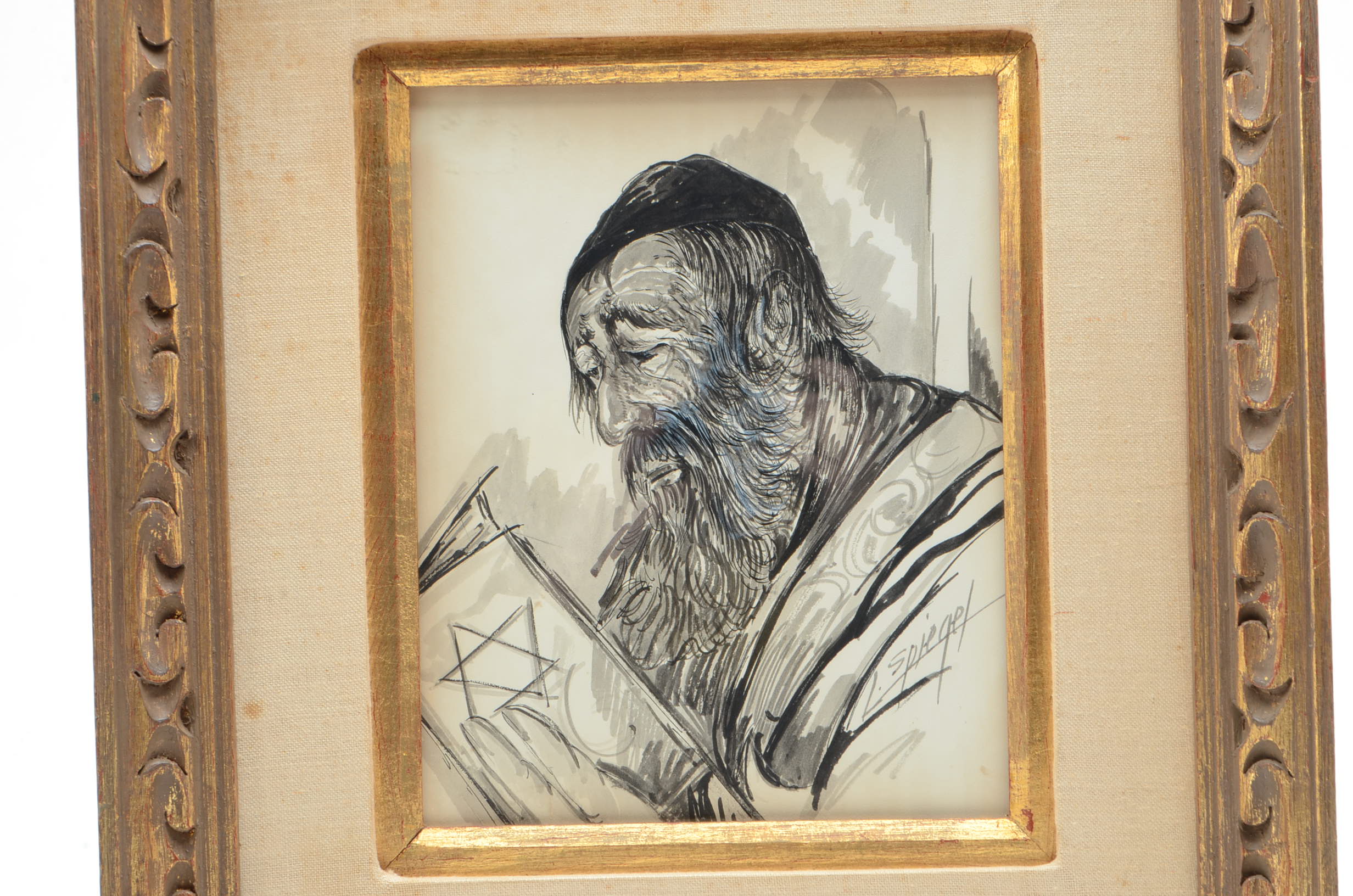 Louis Spiegel Original Watercolor Painting of a Jewish Figure