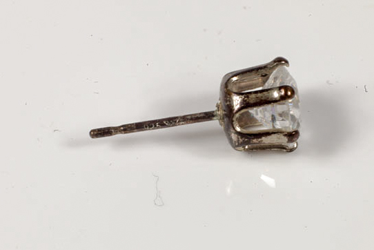 Vintage Sterling Silver and Faceted Glass Solitaire Stud Earrings