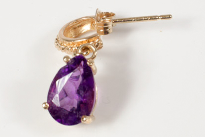 14K Yellow Gold and Pear Cut Amethyst Dangle Earrings