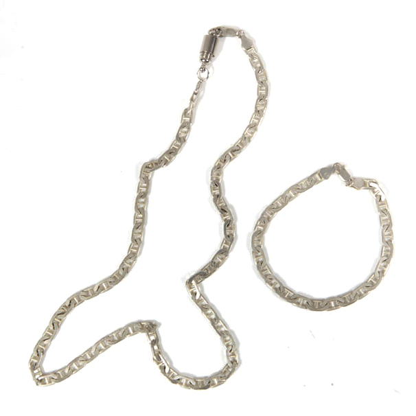 Milor Sterling Silver Anchor Link Demi Parure