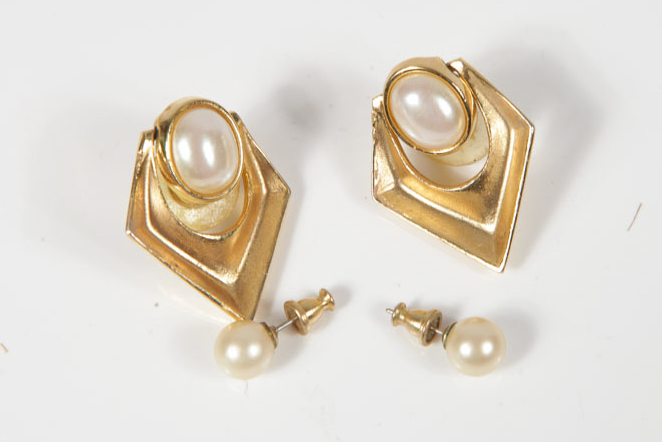 Gold Tone and Imitation Pearl Costume Jewelry Featuring Napier