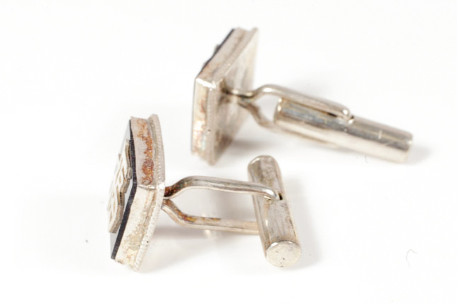 Chinese Sterling Silver "Good Fortune" Toggle Cufflinks