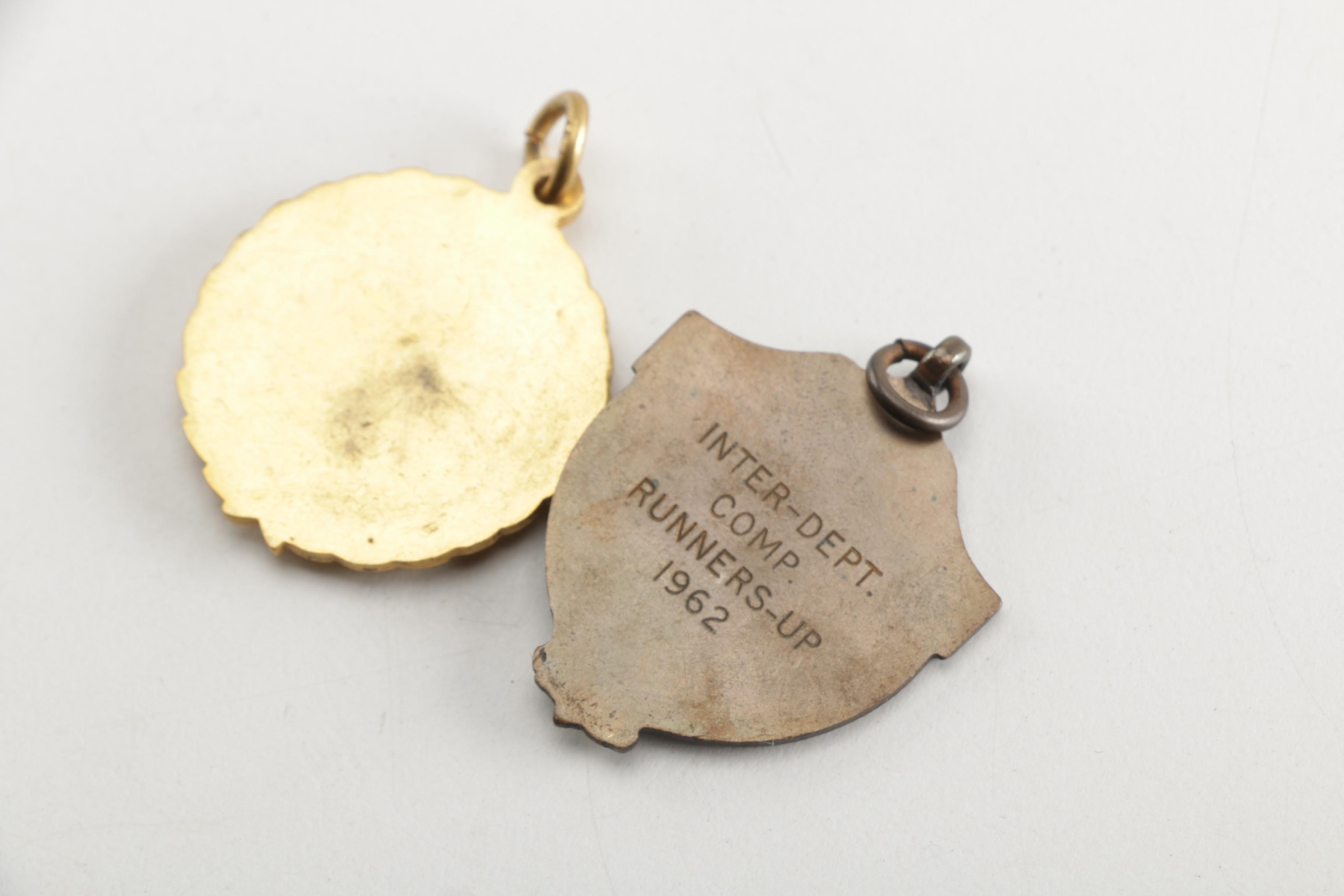 Vintage Gold Tone and Brass Soccer Pendants