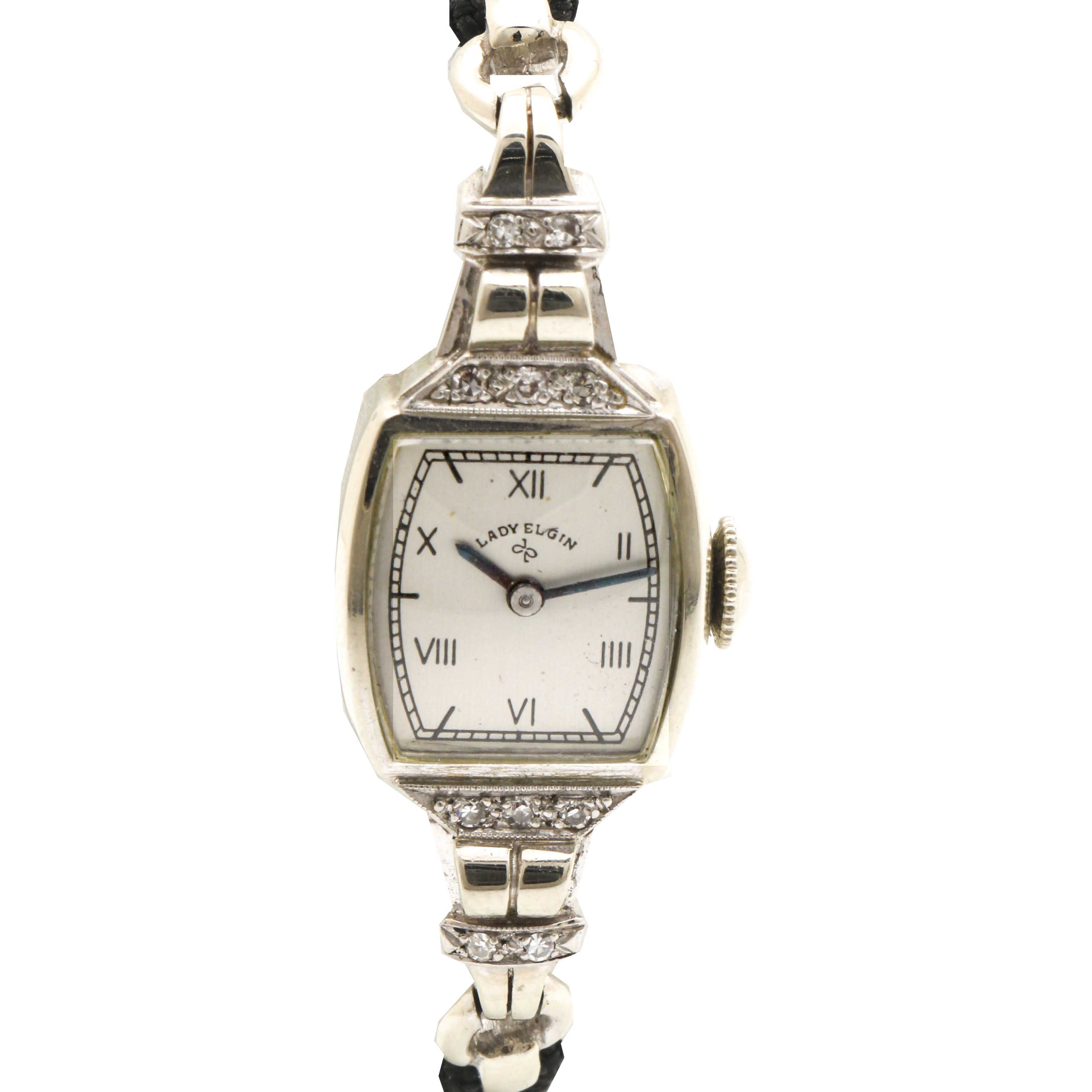 Lady Elgin 14K White Gold and Diamond Watch