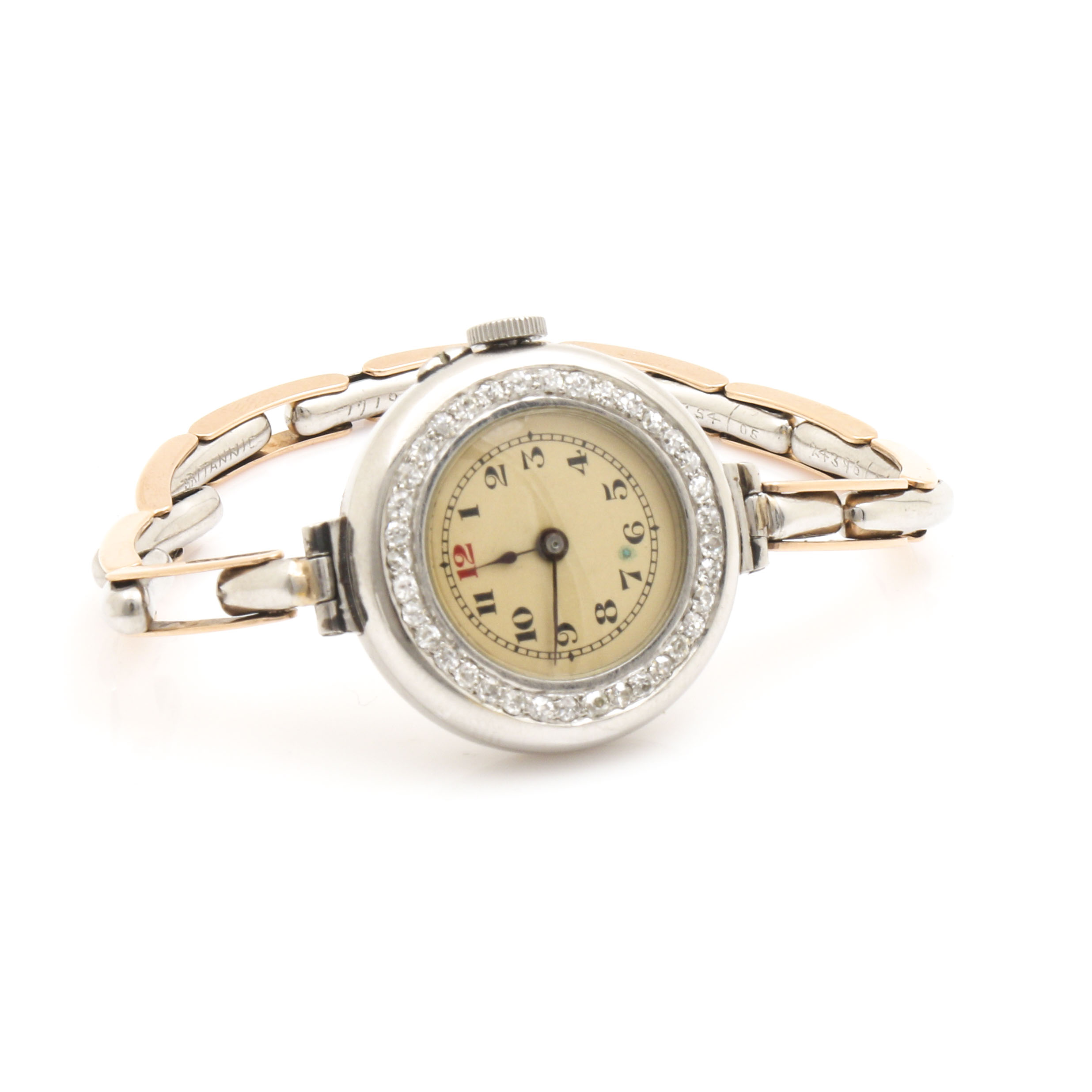 Platinum and Diamond Bezel 14K White and Rose Gold Expansion Watch