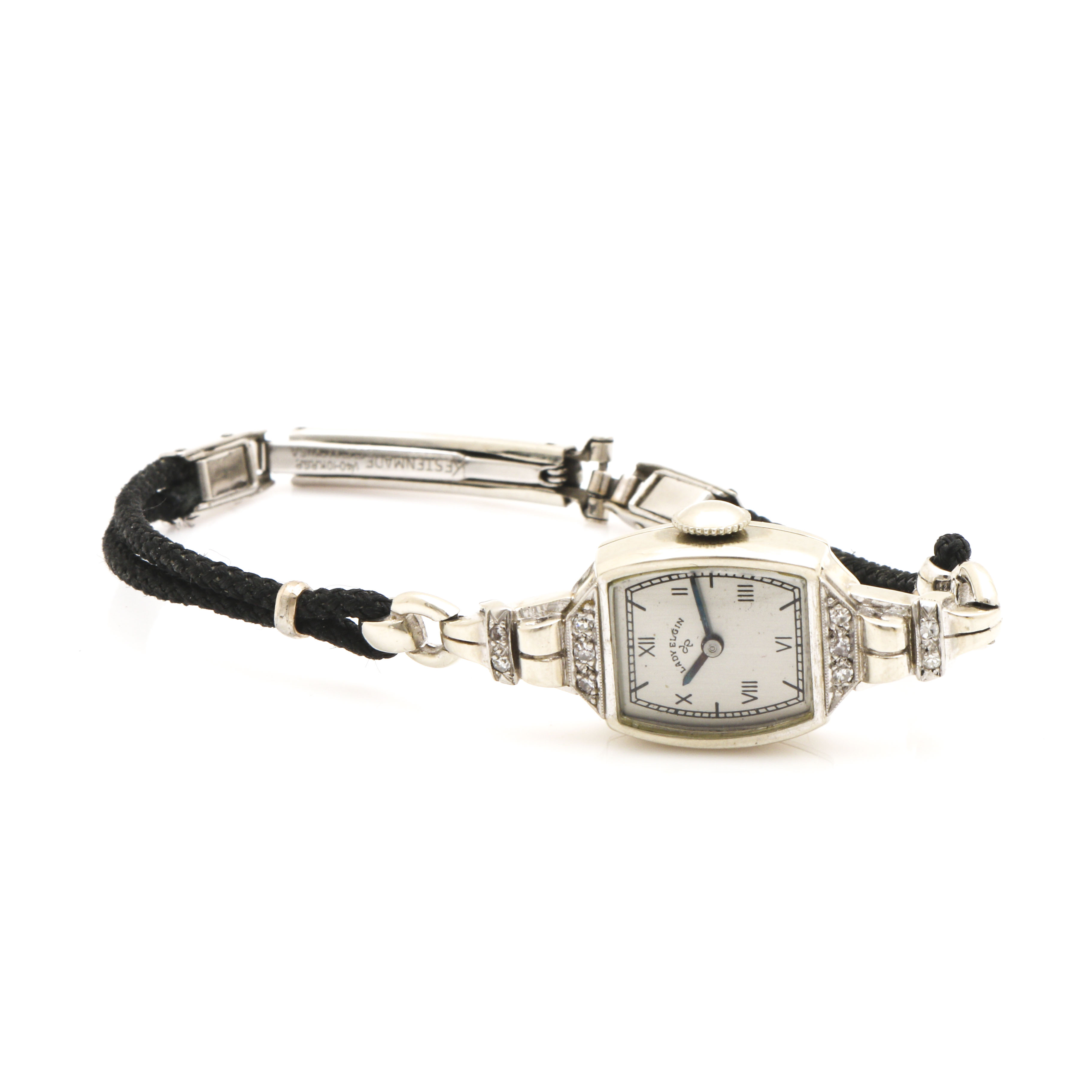 Lady Elgin 14K White Gold and Diamond Watch