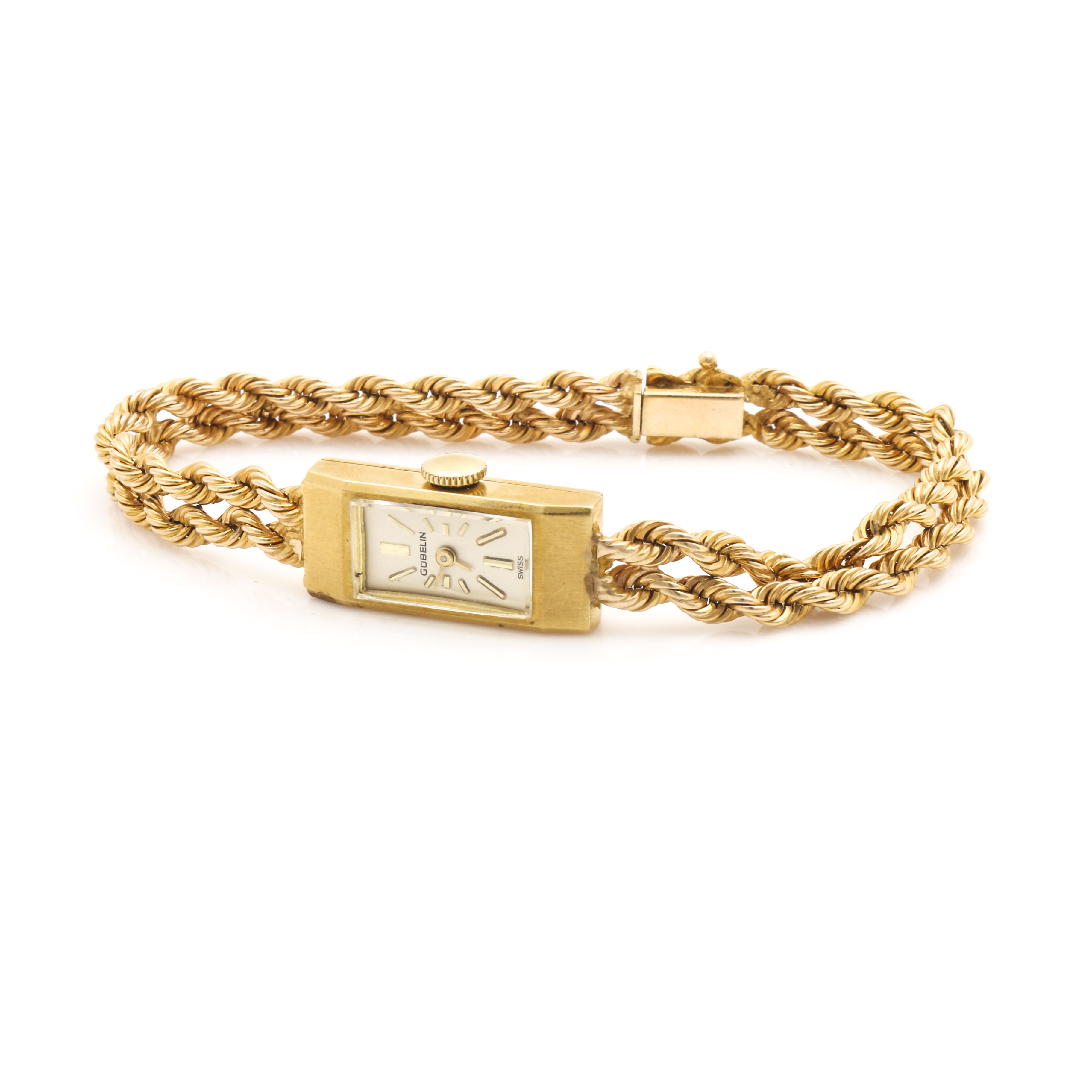 Gublein 18K and 14K Yellow Gold Bracelet Watch