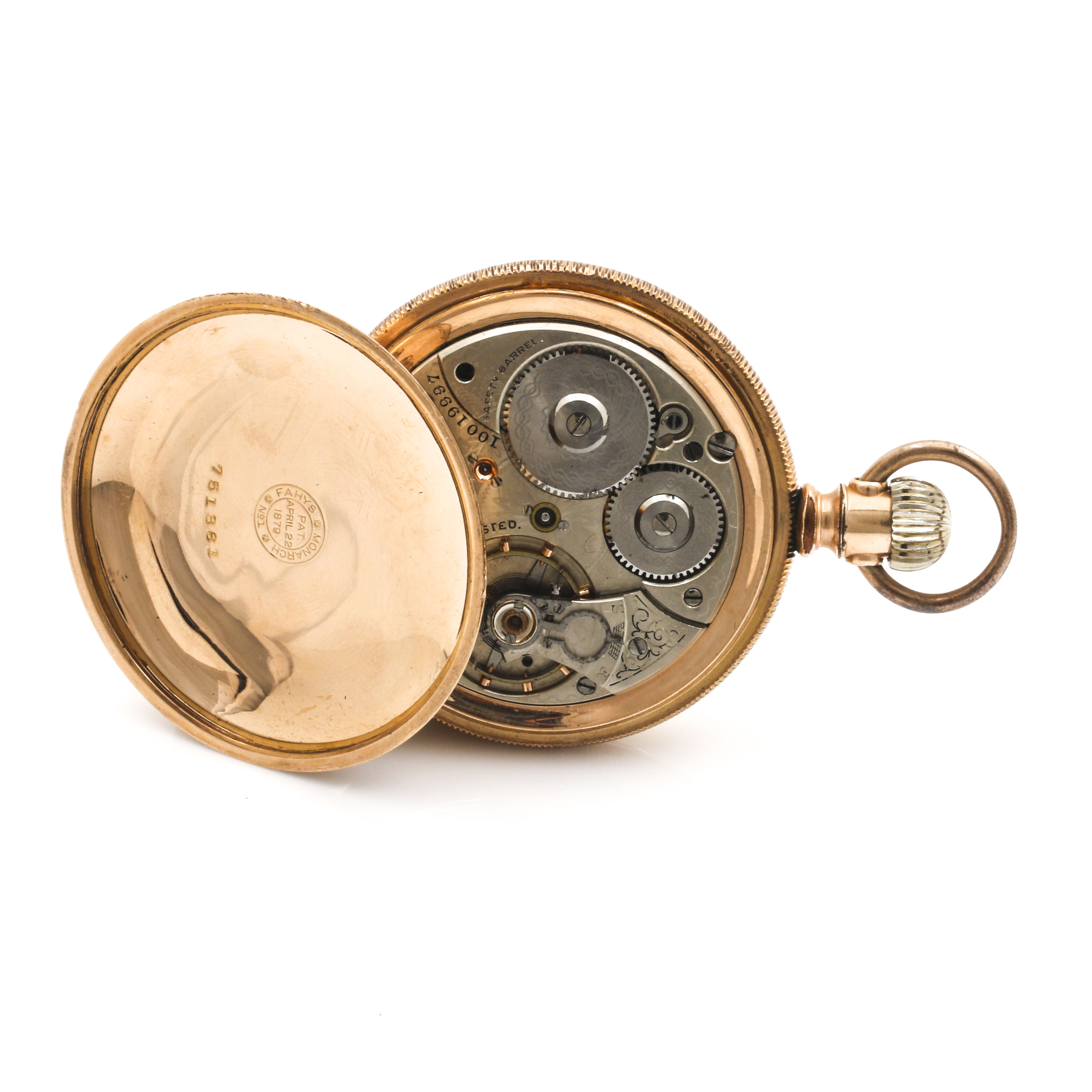 Waltham and J Brunner's Sons Yellow Gold FIlled Open Face Pocket Watches