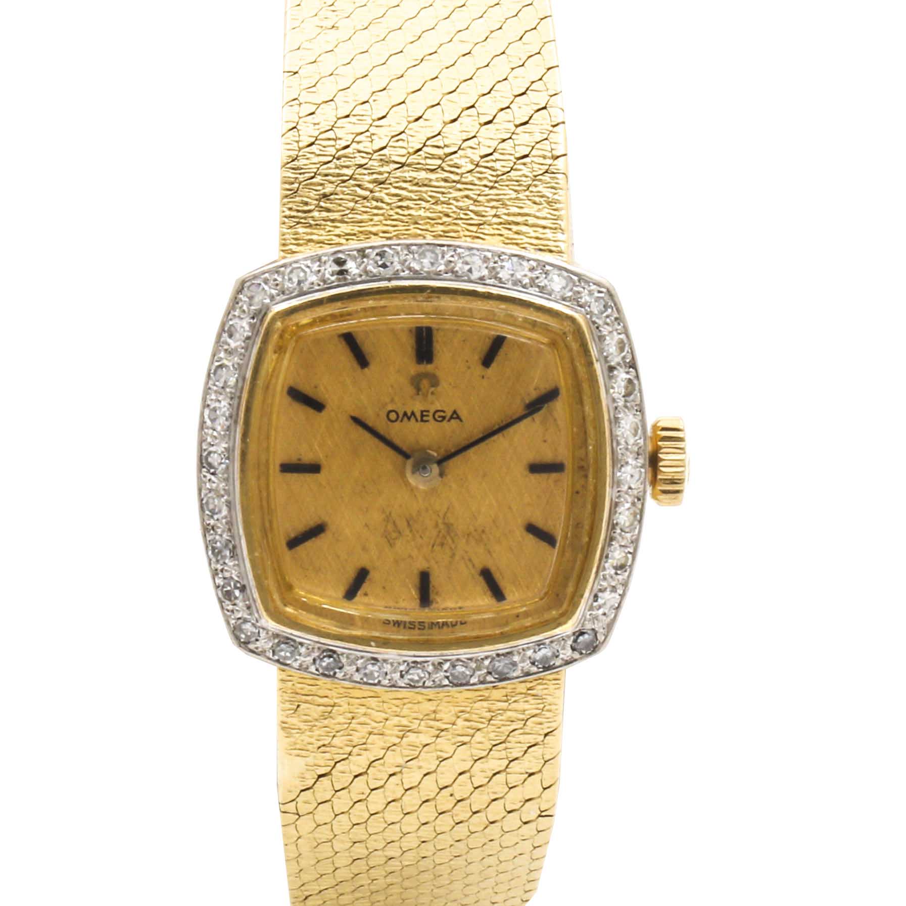 Omega 18K Yellow Gold Diamond Watch