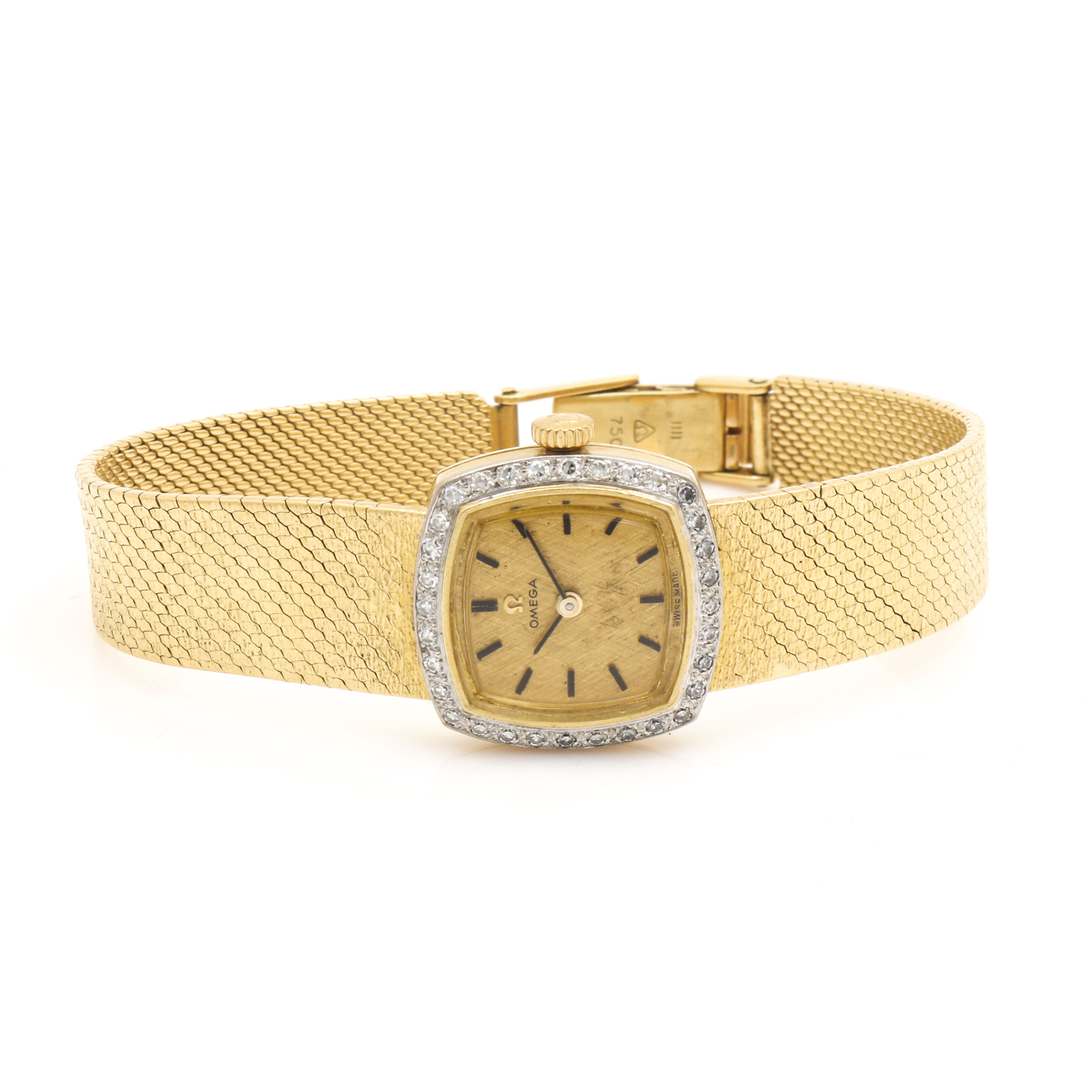 Omega 18K Yellow Gold Diamond Watch