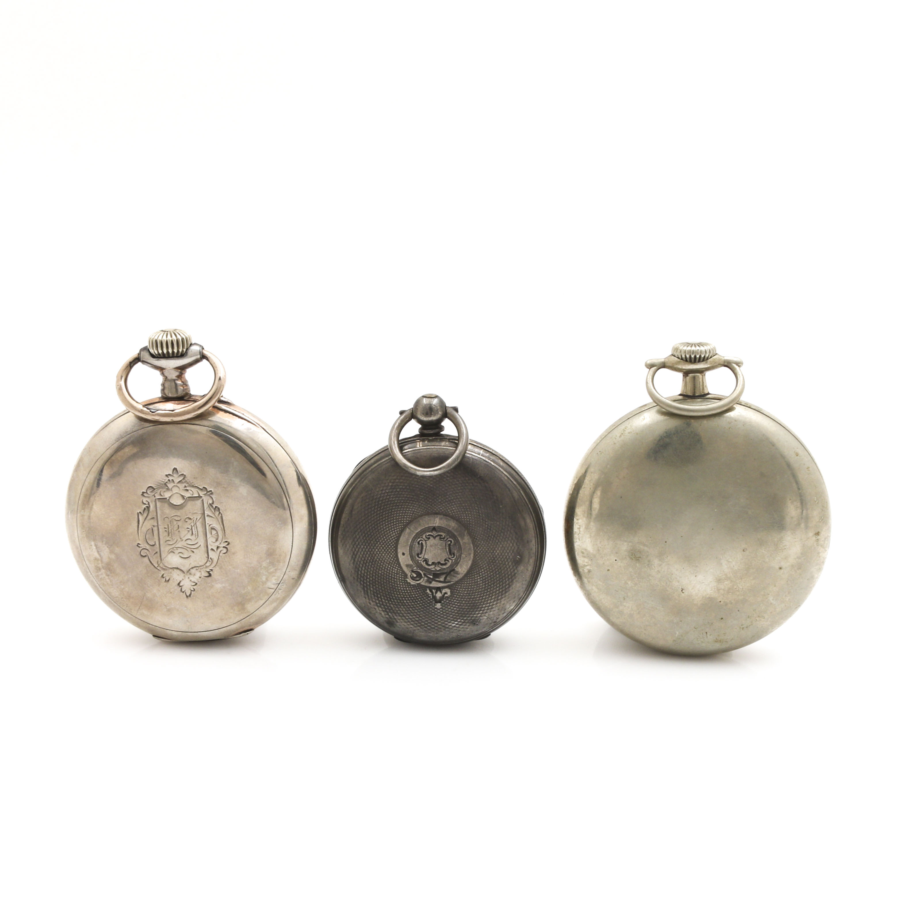 Assortment of Sterling Silver, 800 Silver and Elgin Nickeloid Pocket Watches