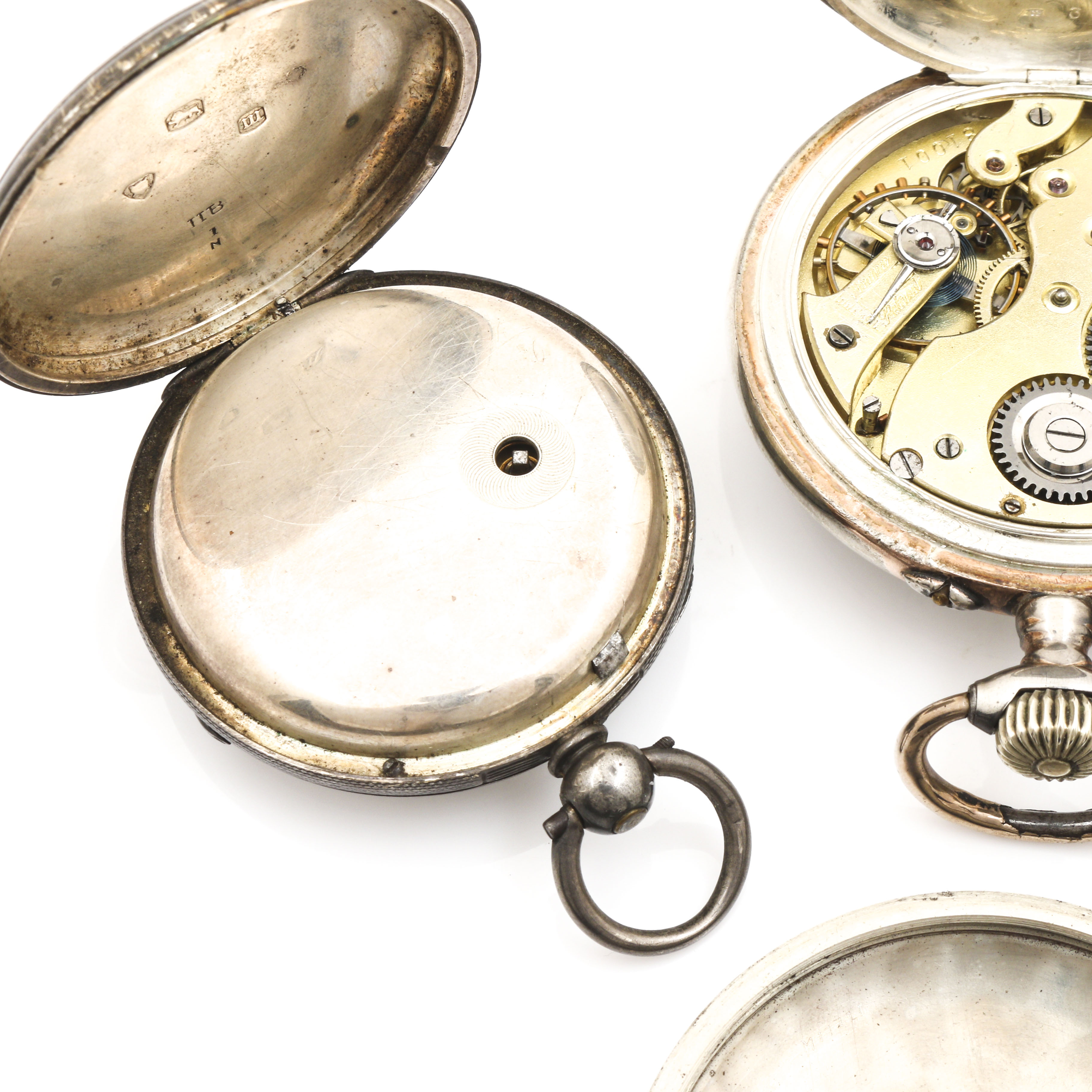 Assortment of Sterling Silver, 800 Silver and Elgin Nickeloid Pocket Watches