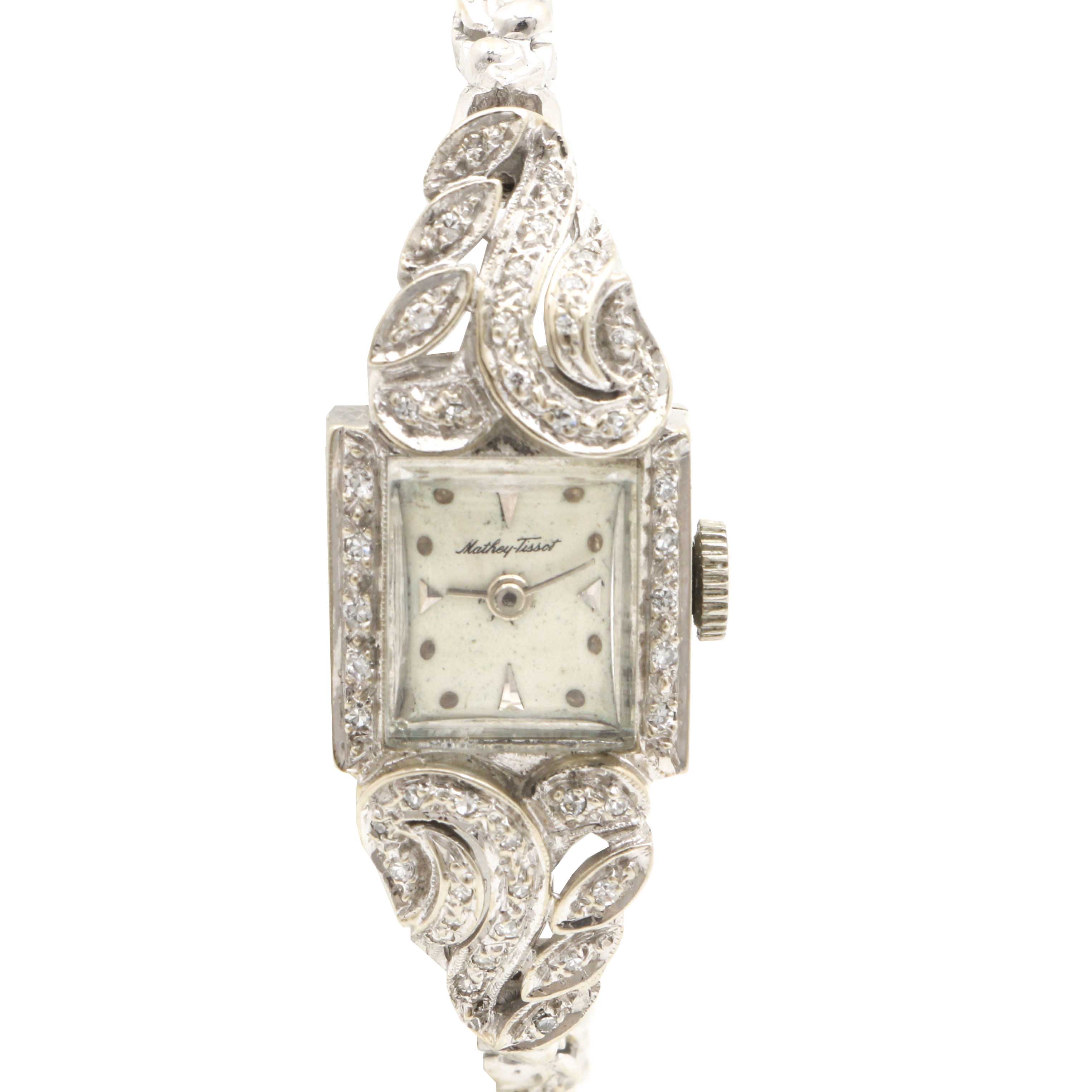 Mathey-Tissot 14K White Gold and Diamond Bracelet Watch