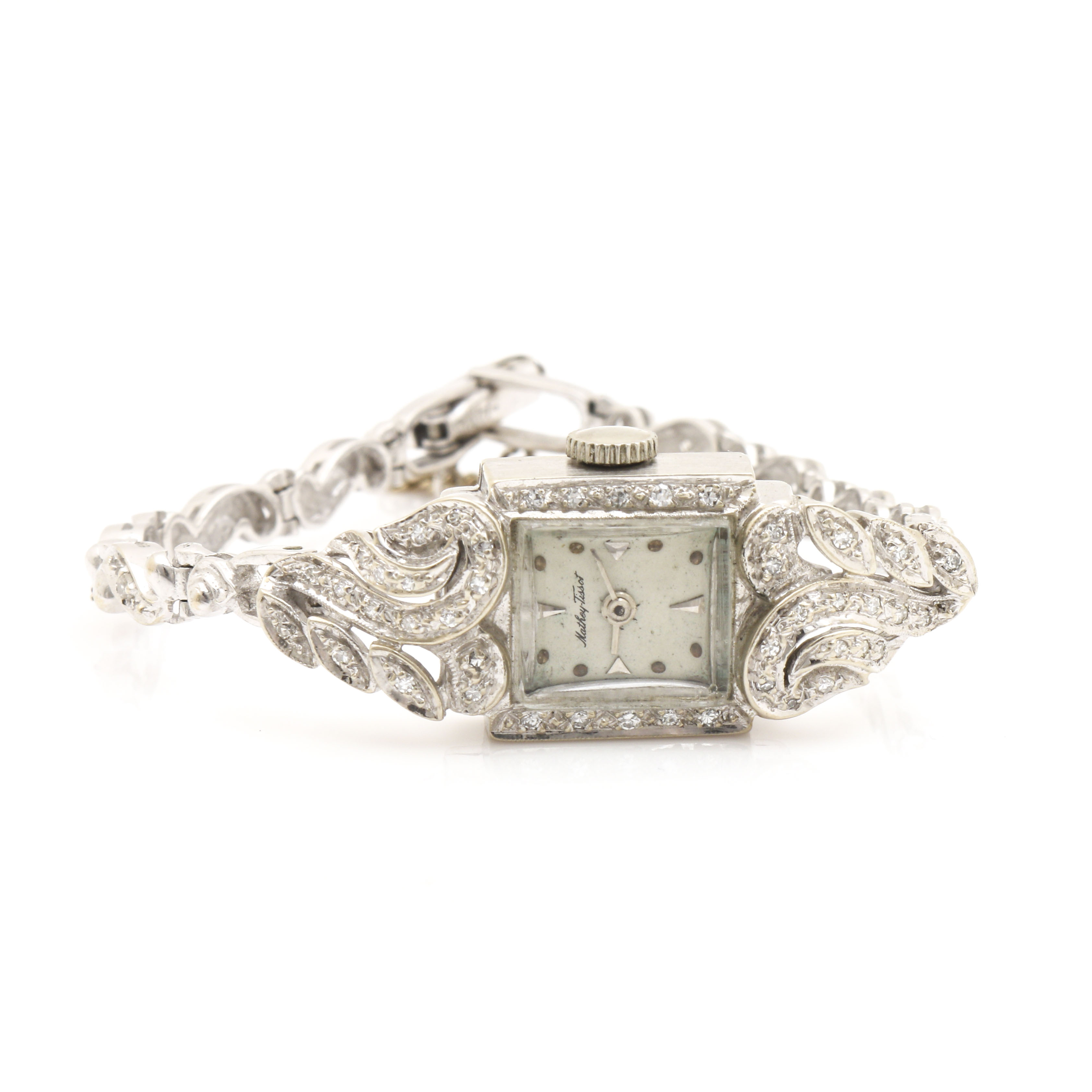 Mathey-Tissot 14K White Gold and Diamond Bracelet Watch