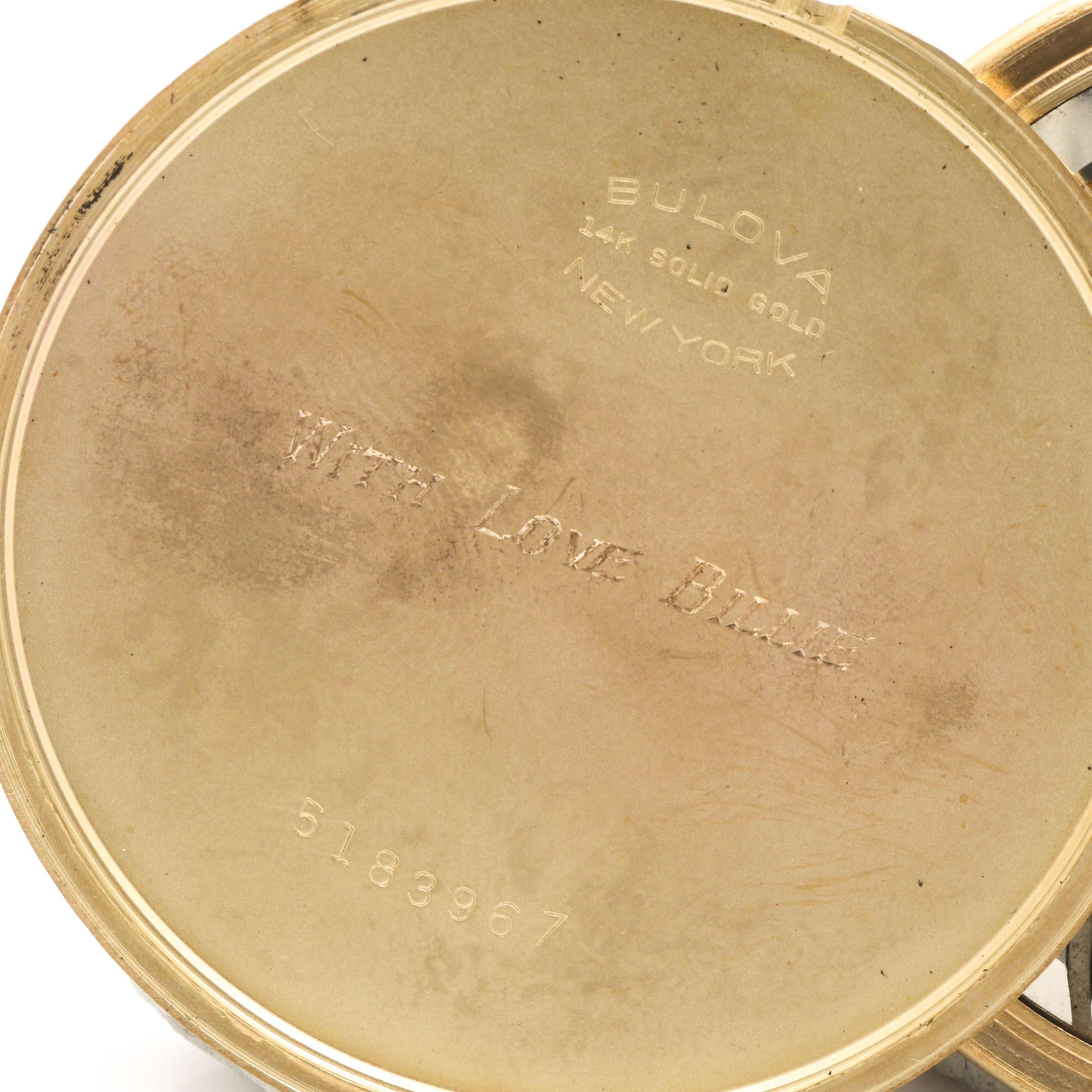 Bulova 14K Yellow Gold Open Face Pocket Watch