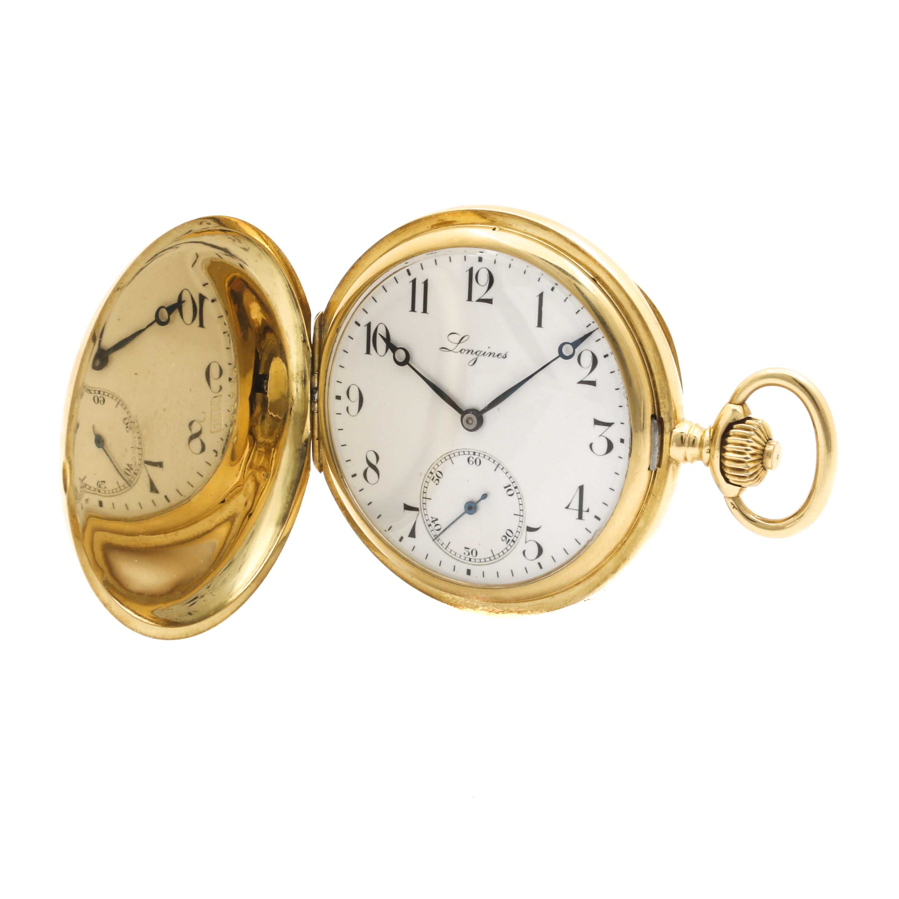 Longines 18K Yellow Gold Hunting Case Pocket Watch
