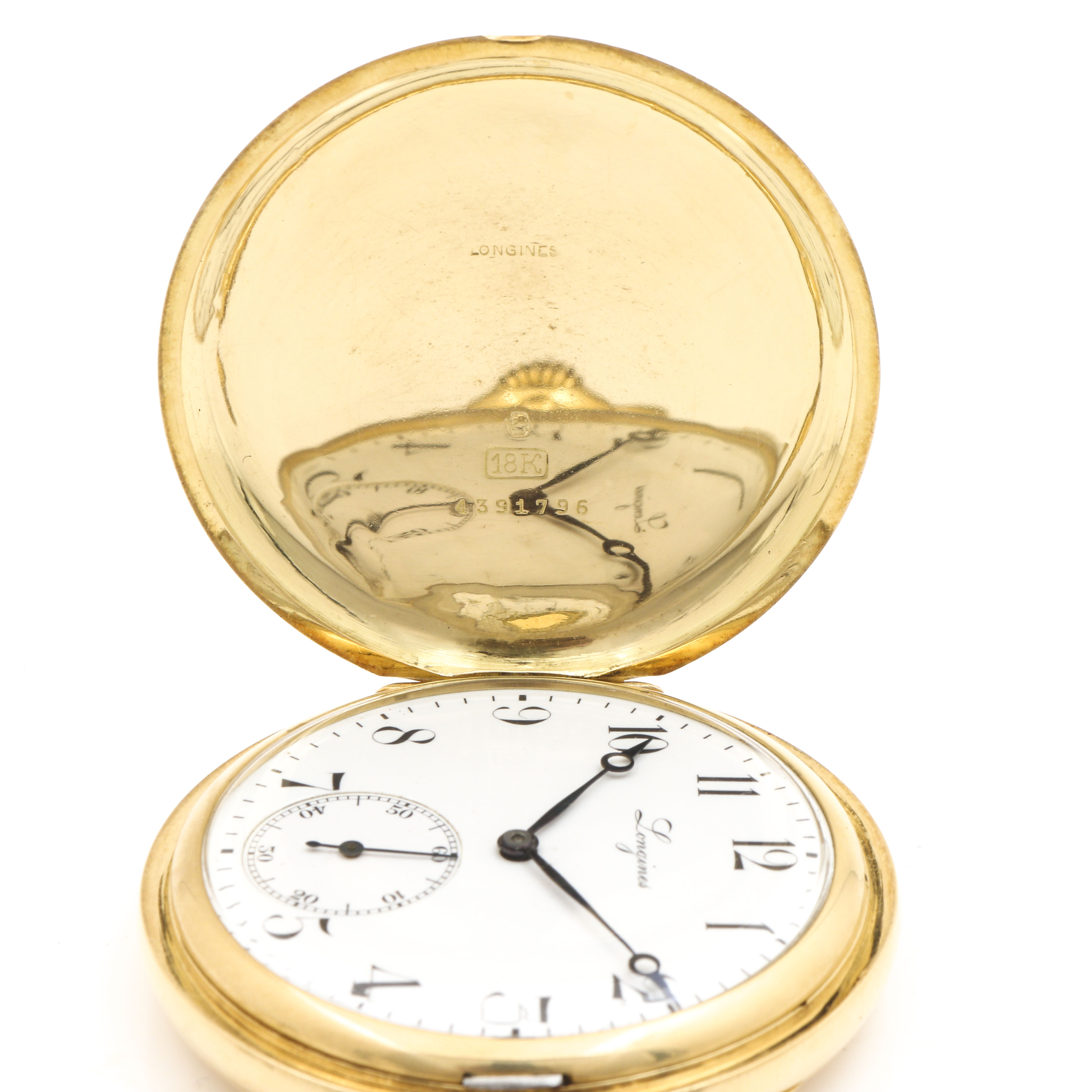 Longines 18K Yellow Gold Hunting Case Pocket Watch