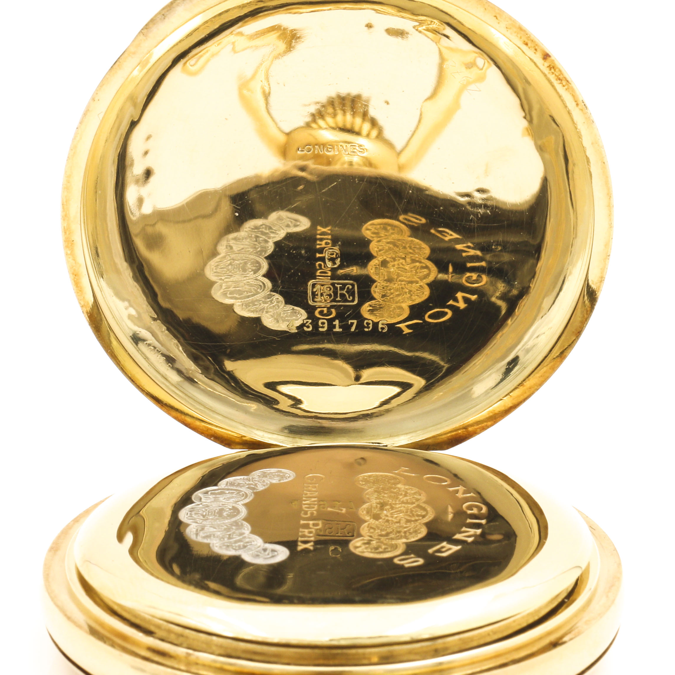 Longines 18K Yellow Gold Hunting Case Pocket Watch