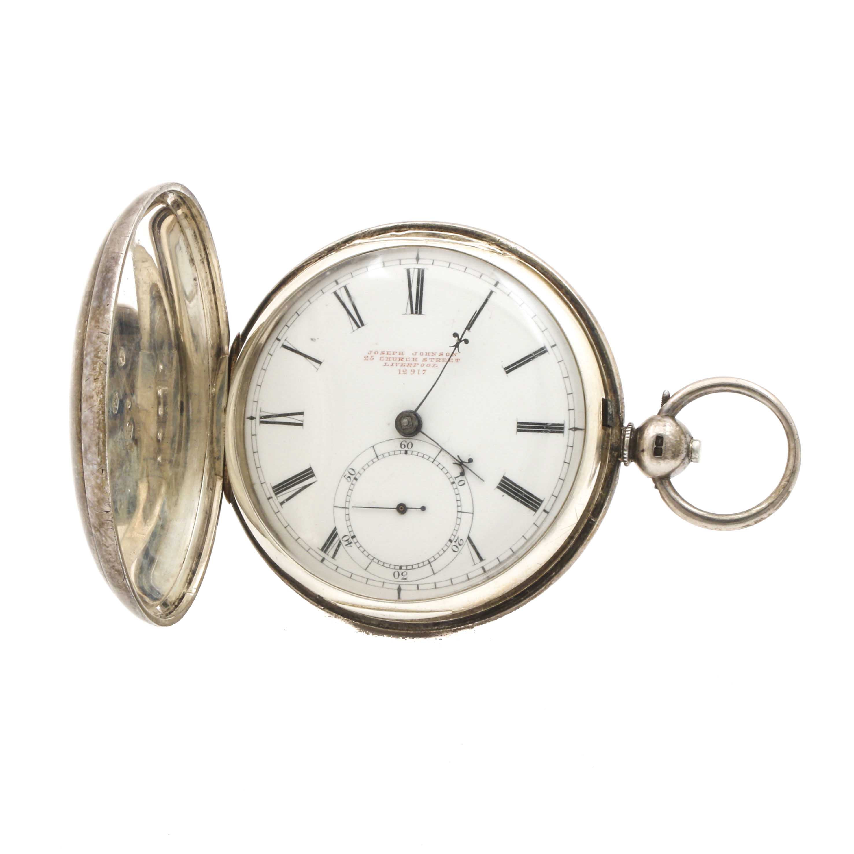 Joseph Johnson Sterling Silver Hunting Case Pocket Watch