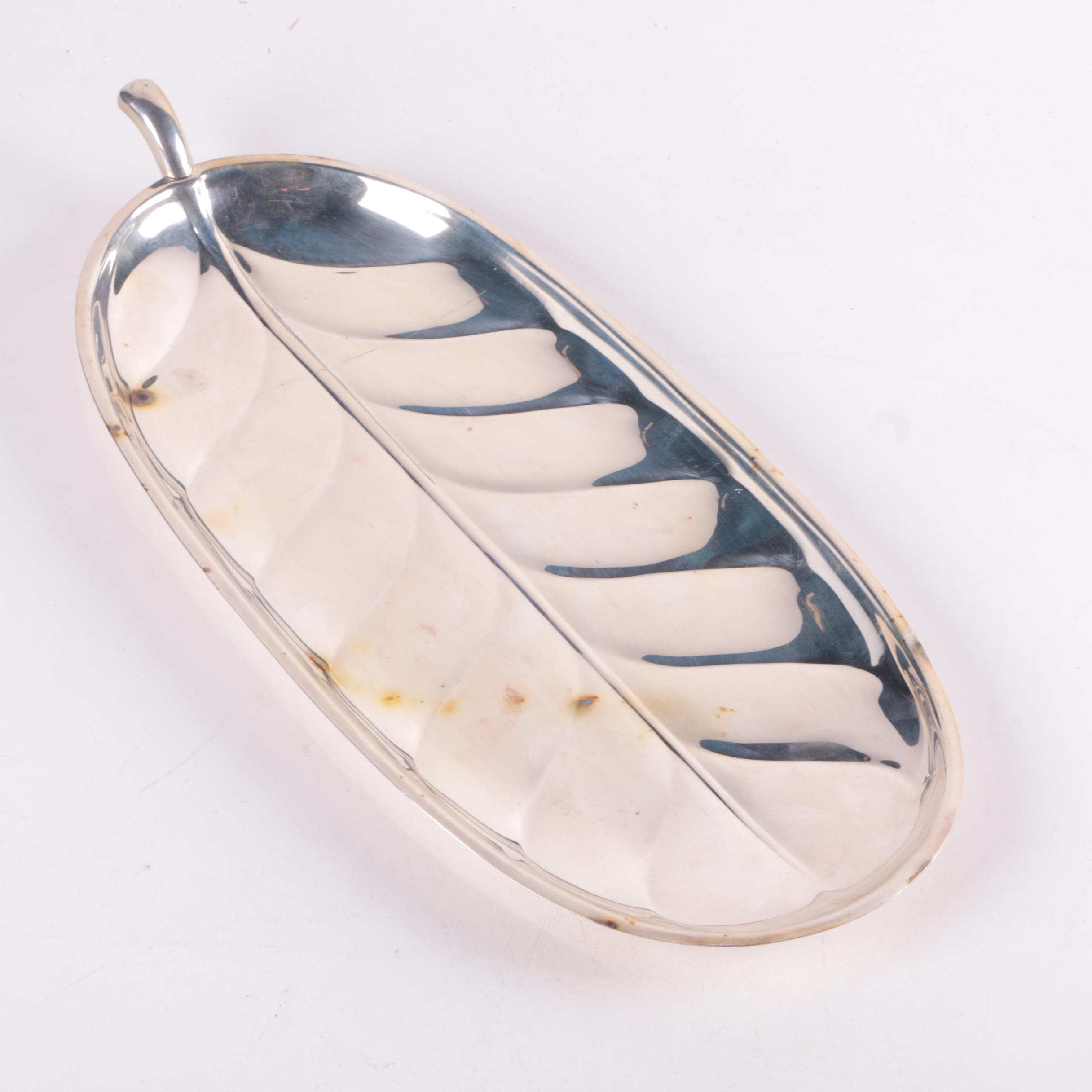 International Silver Co. Leaf-Shaped Platter and Other Silver Plate Serveware