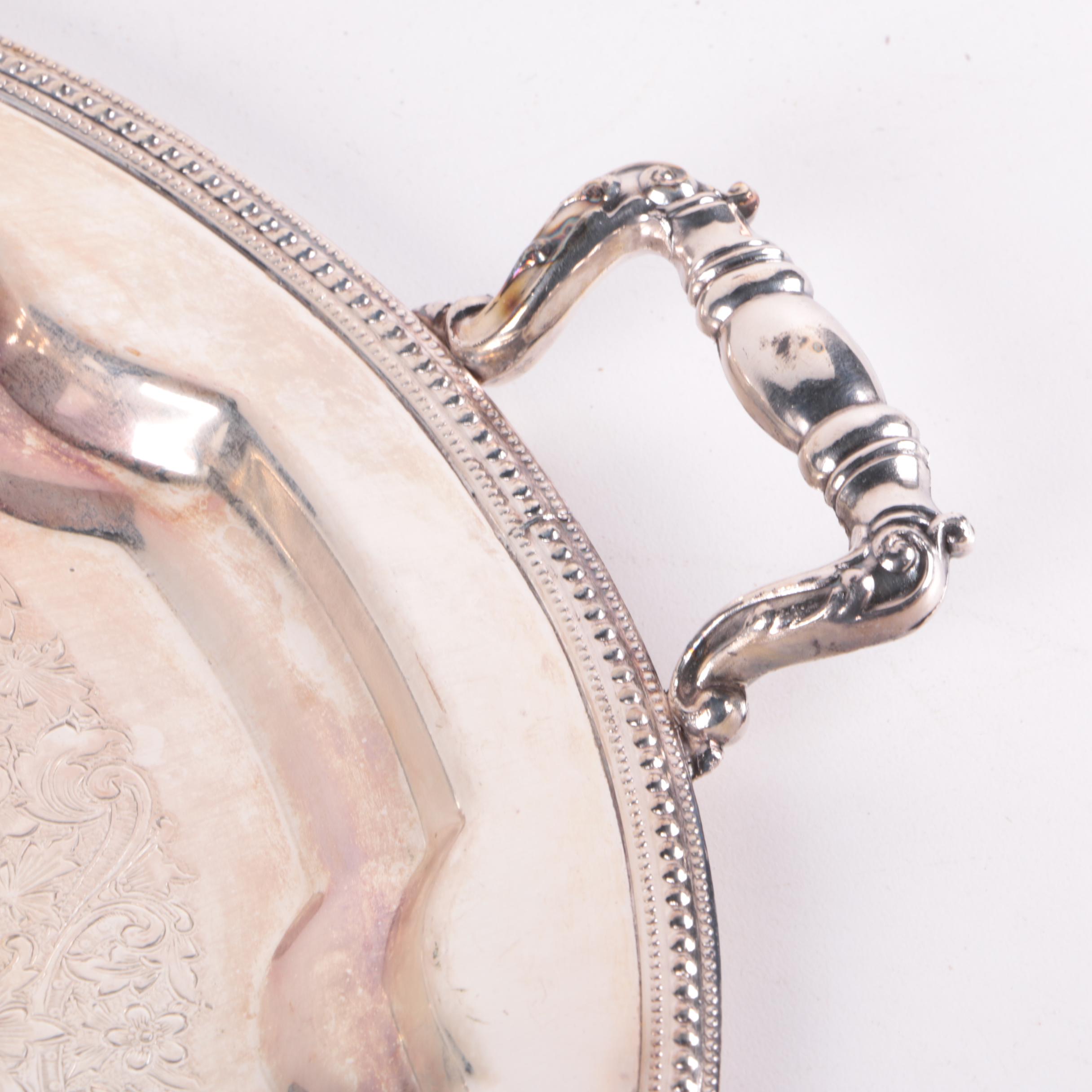 International Silver Co. Leaf-Shaped Platter and Other Silver Plate Serveware