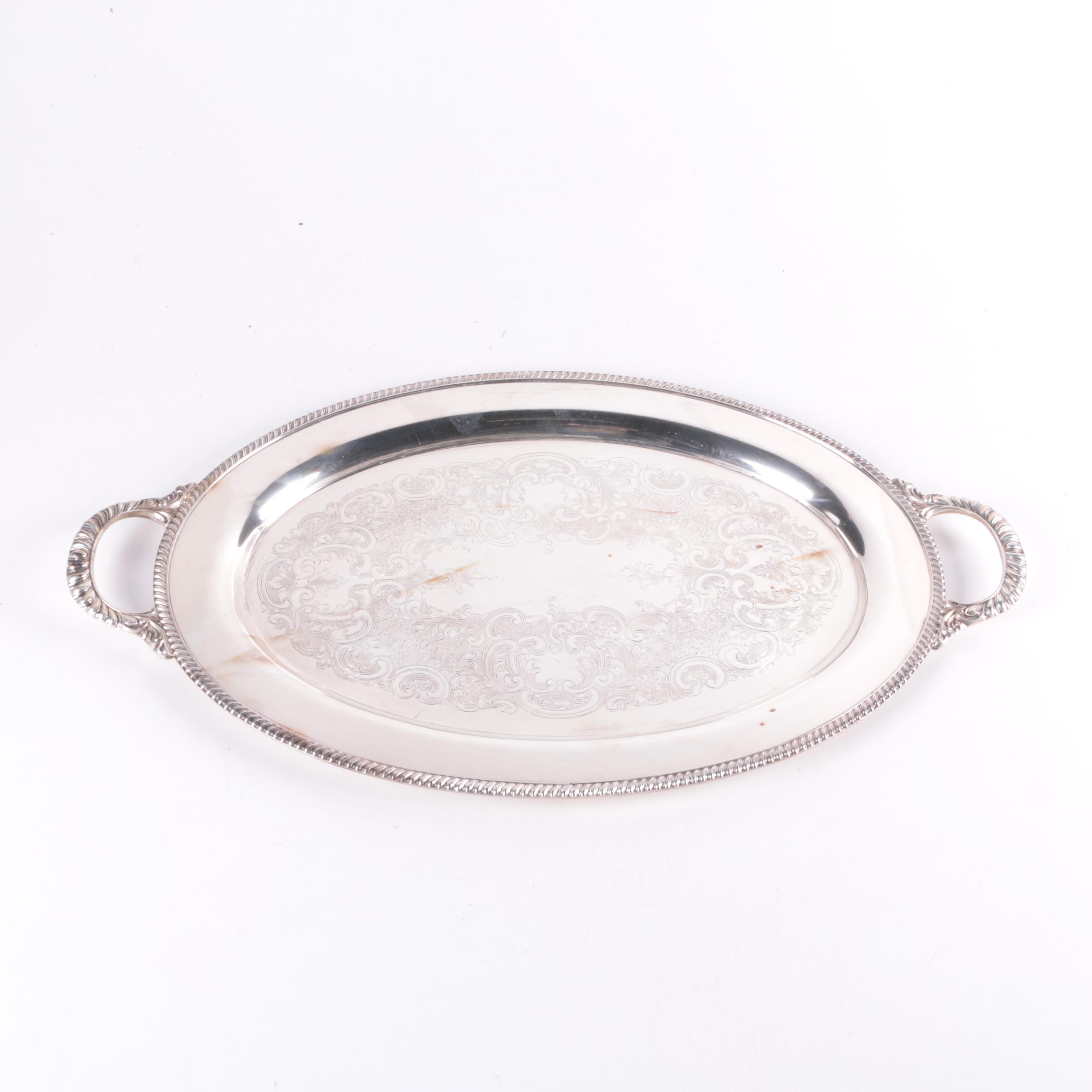 International Silver Co. Leaf-Shaped Platter and Other Silver Plate Serveware