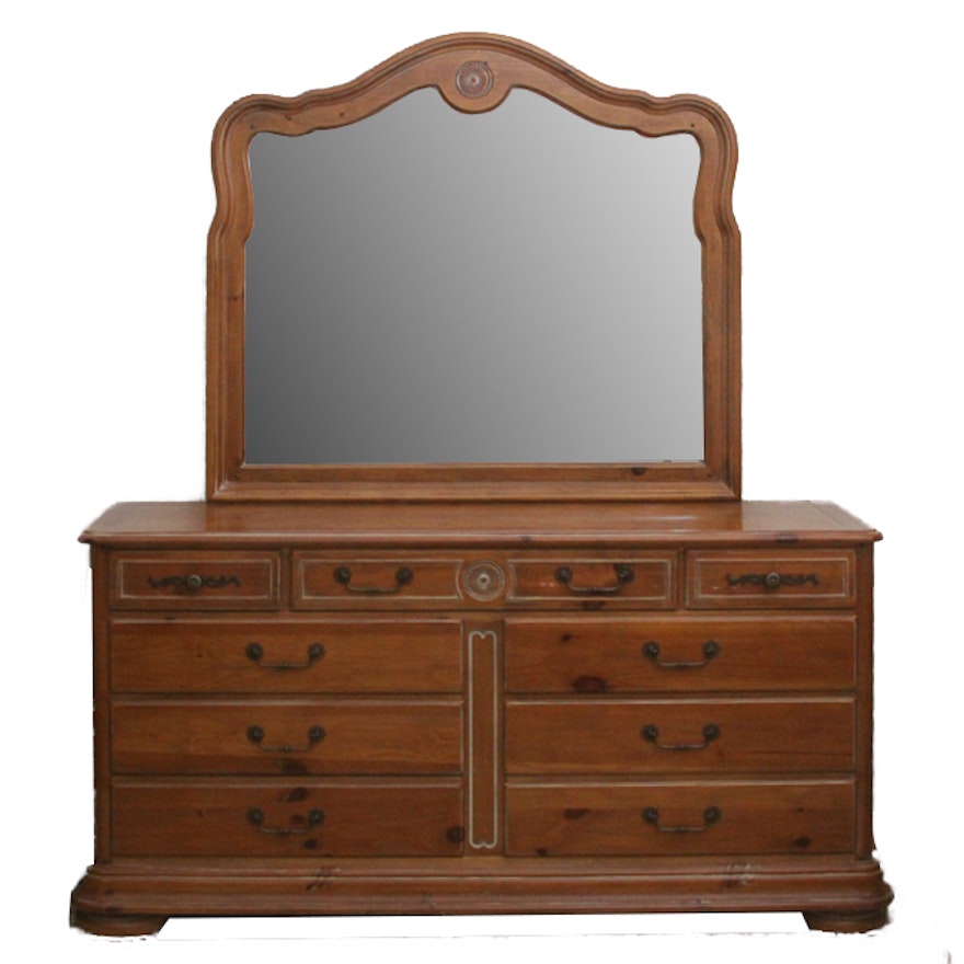 Vintage Pine Dresser With Mirror by National  Mt. Airy