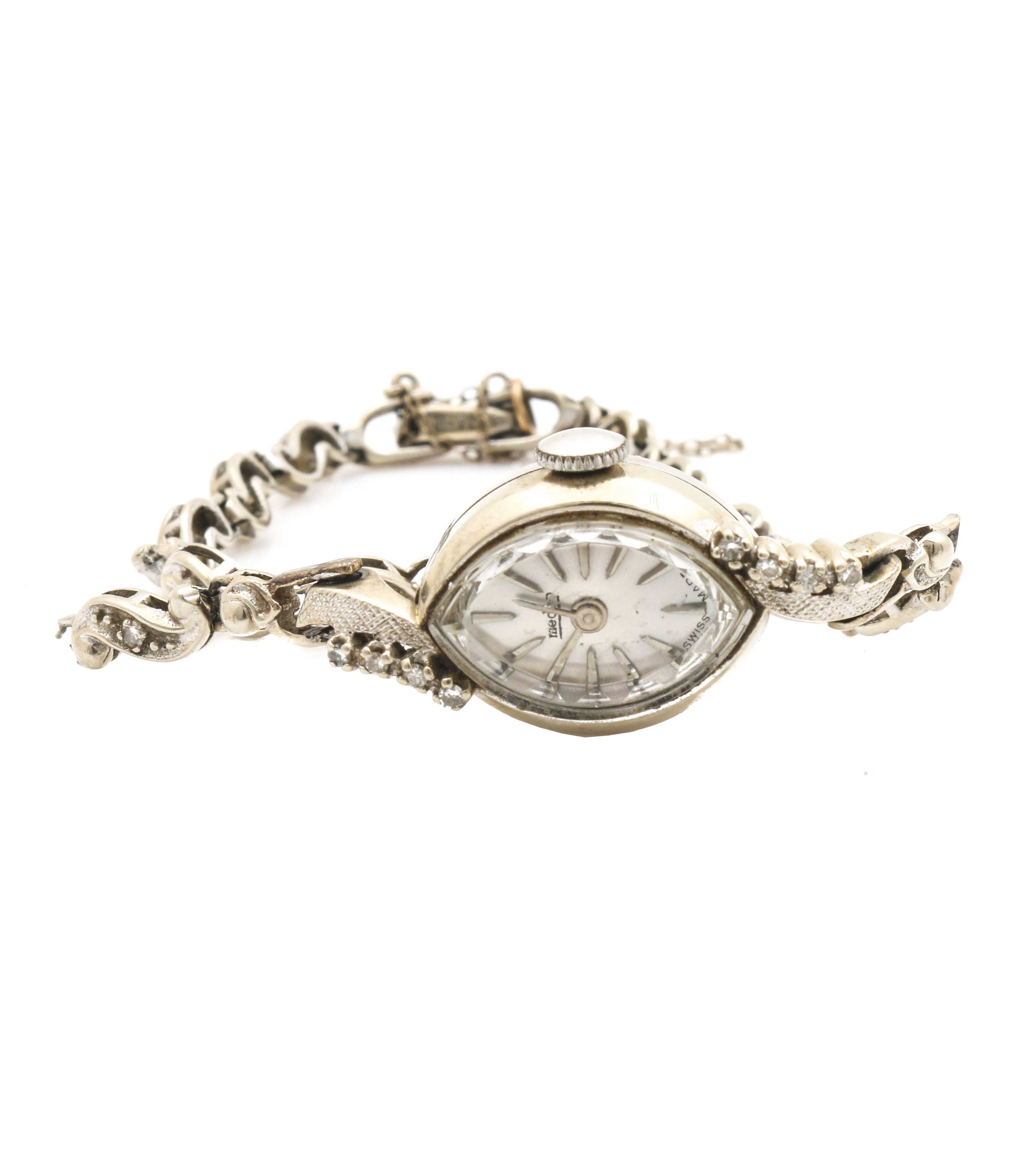Medco 14K White Gold Diamond Watch