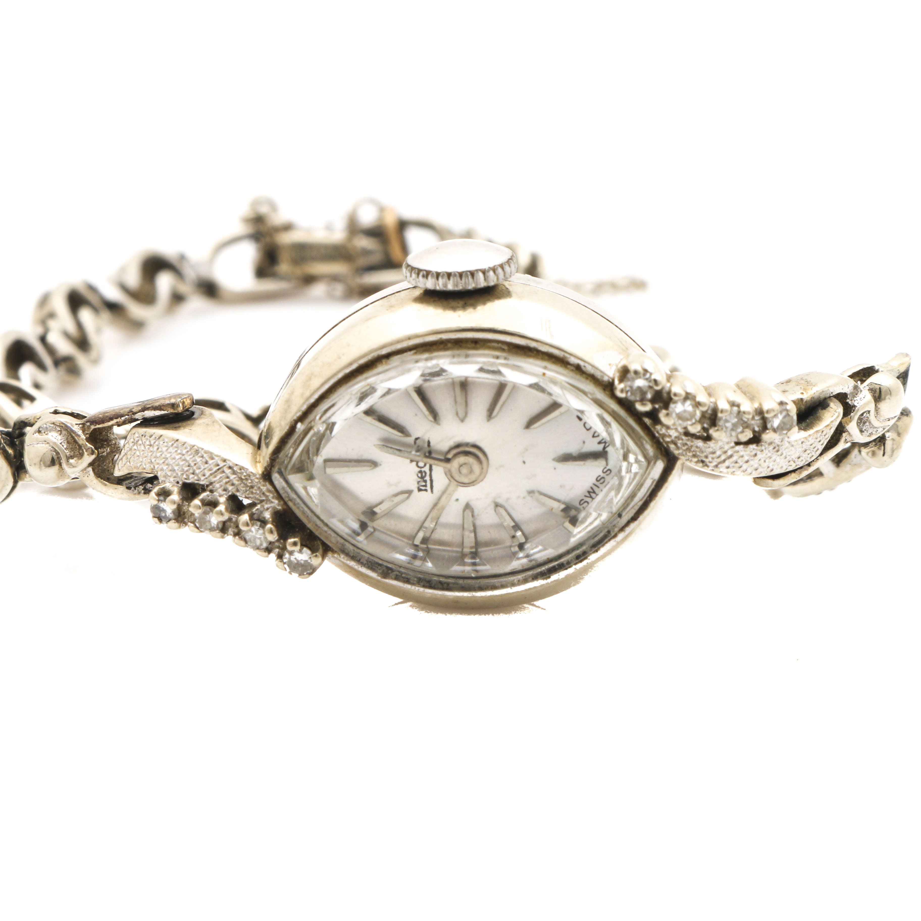 Medco 14K White Gold Diamond Watch