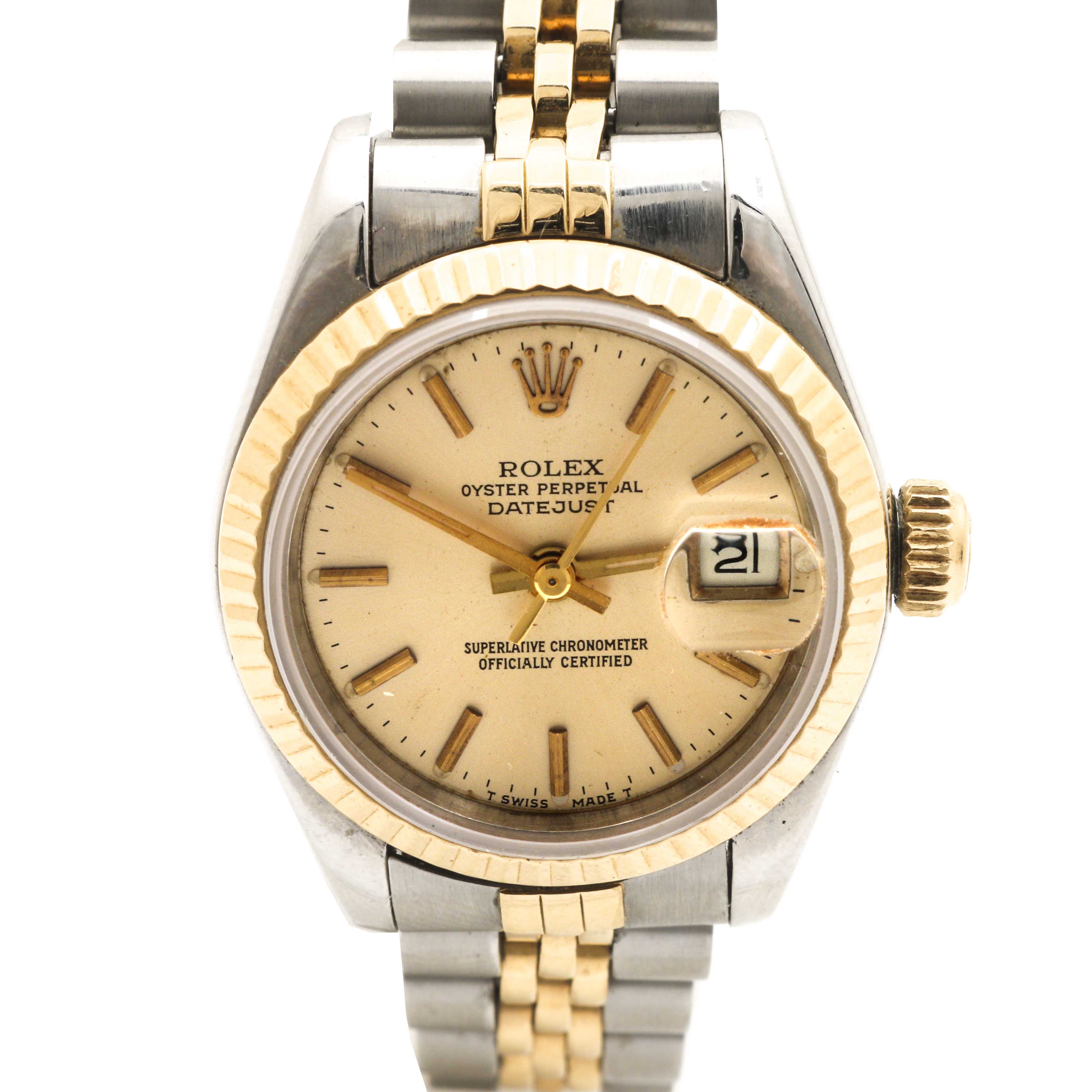 Rolex Oyster Perpetual Datejust 18K Yellow Gold Stainless Steel Watch