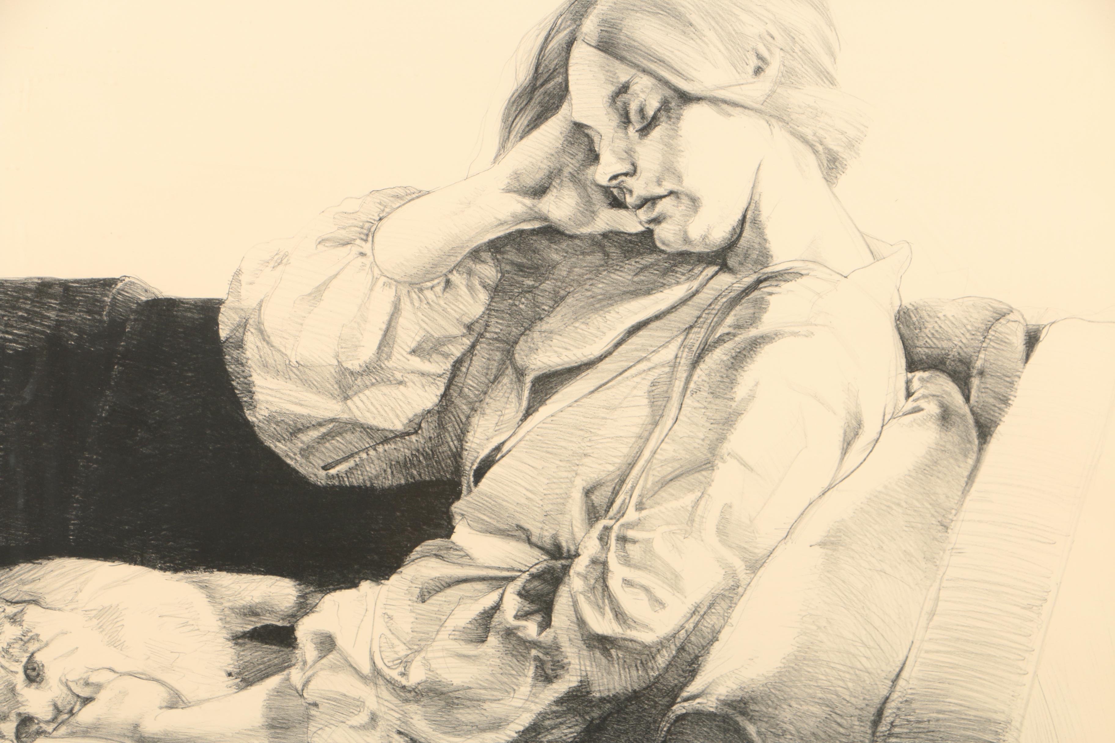 Sigmund Abeles Limited Edition Lithograph "Woman with Cat"