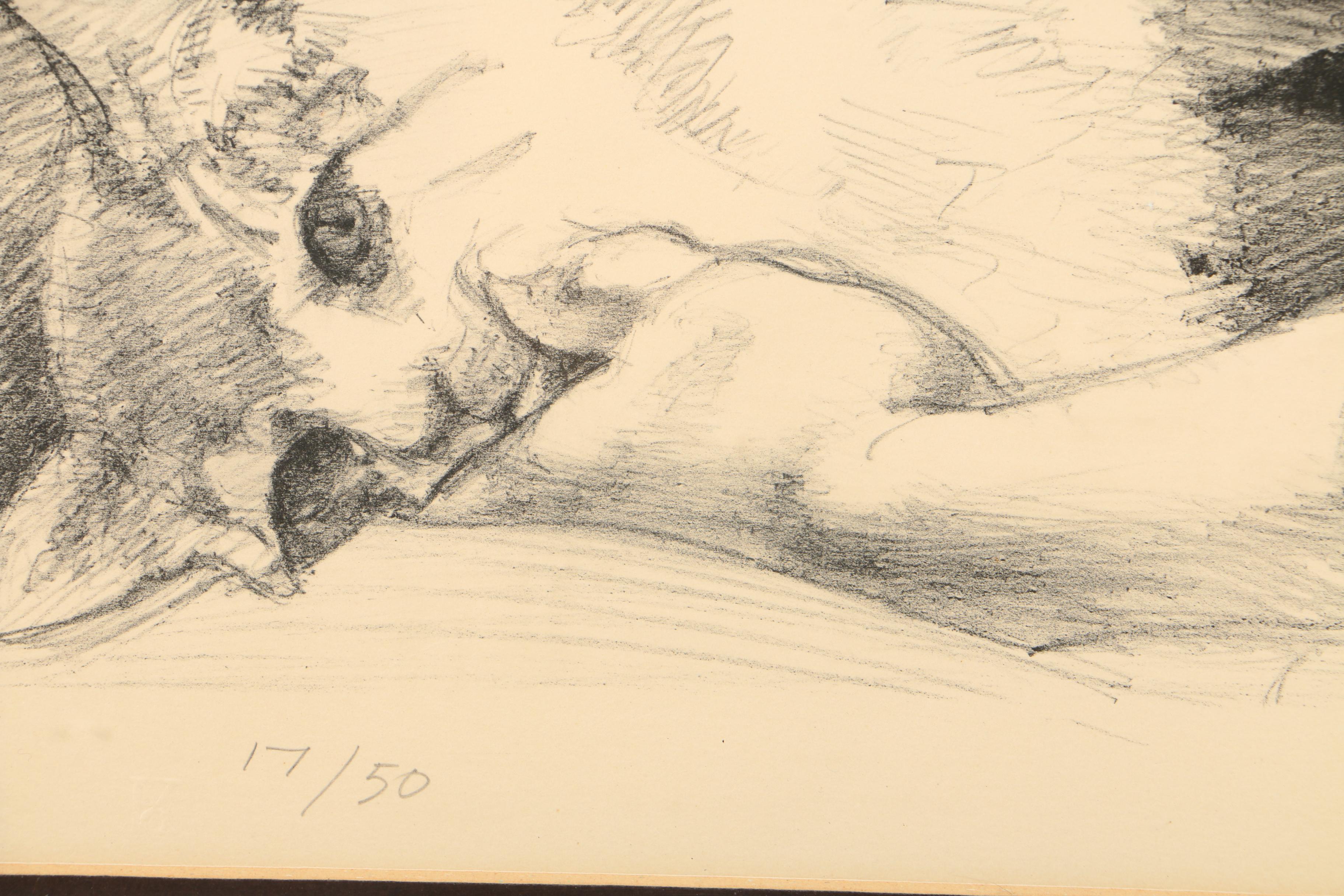 Sigmund Abeles Limited Edition Lithograph "Woman with Cat"