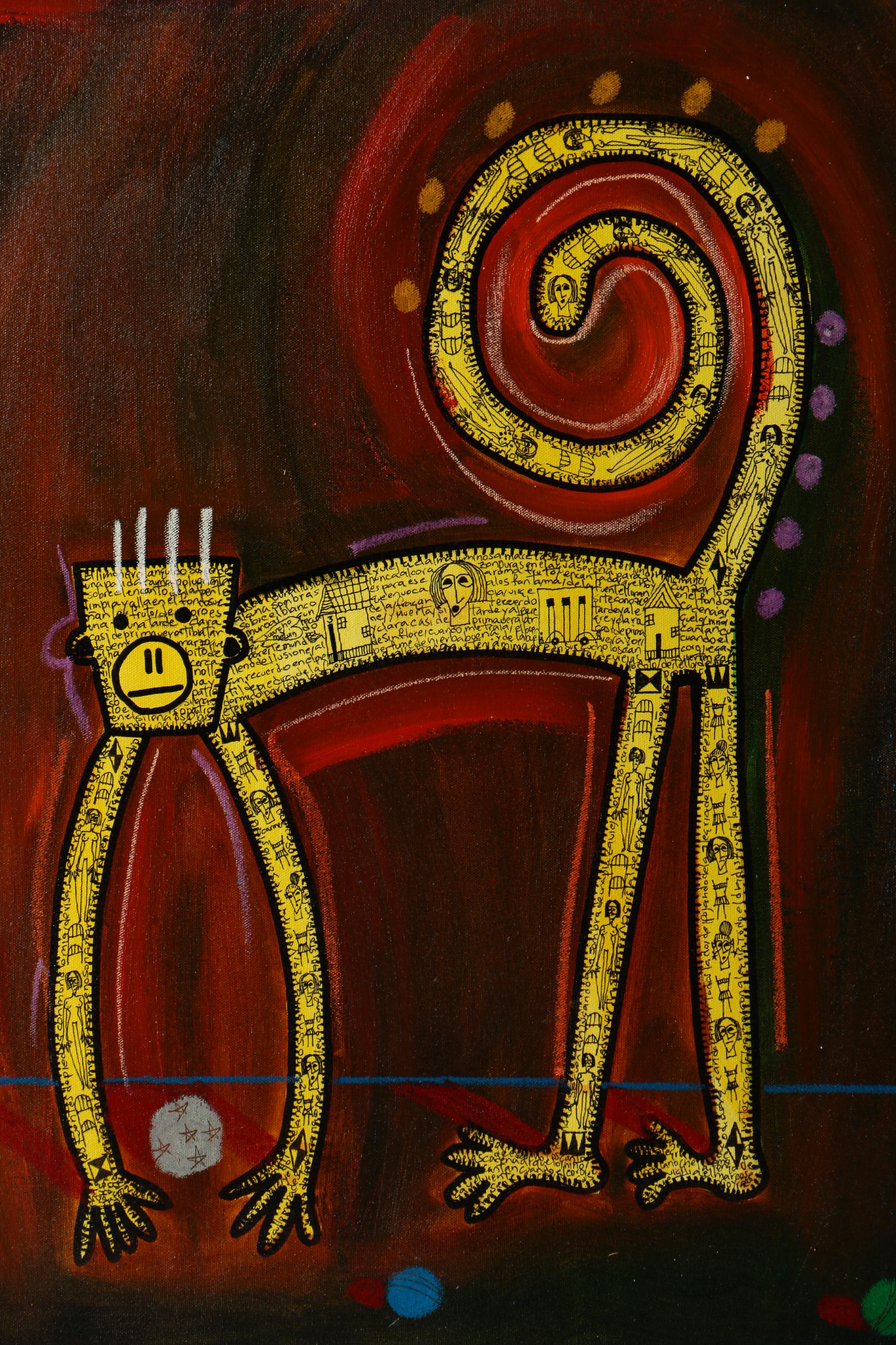 Gustavo Araya 2003 Mixed Media Painting on Canvas "Mono #2"