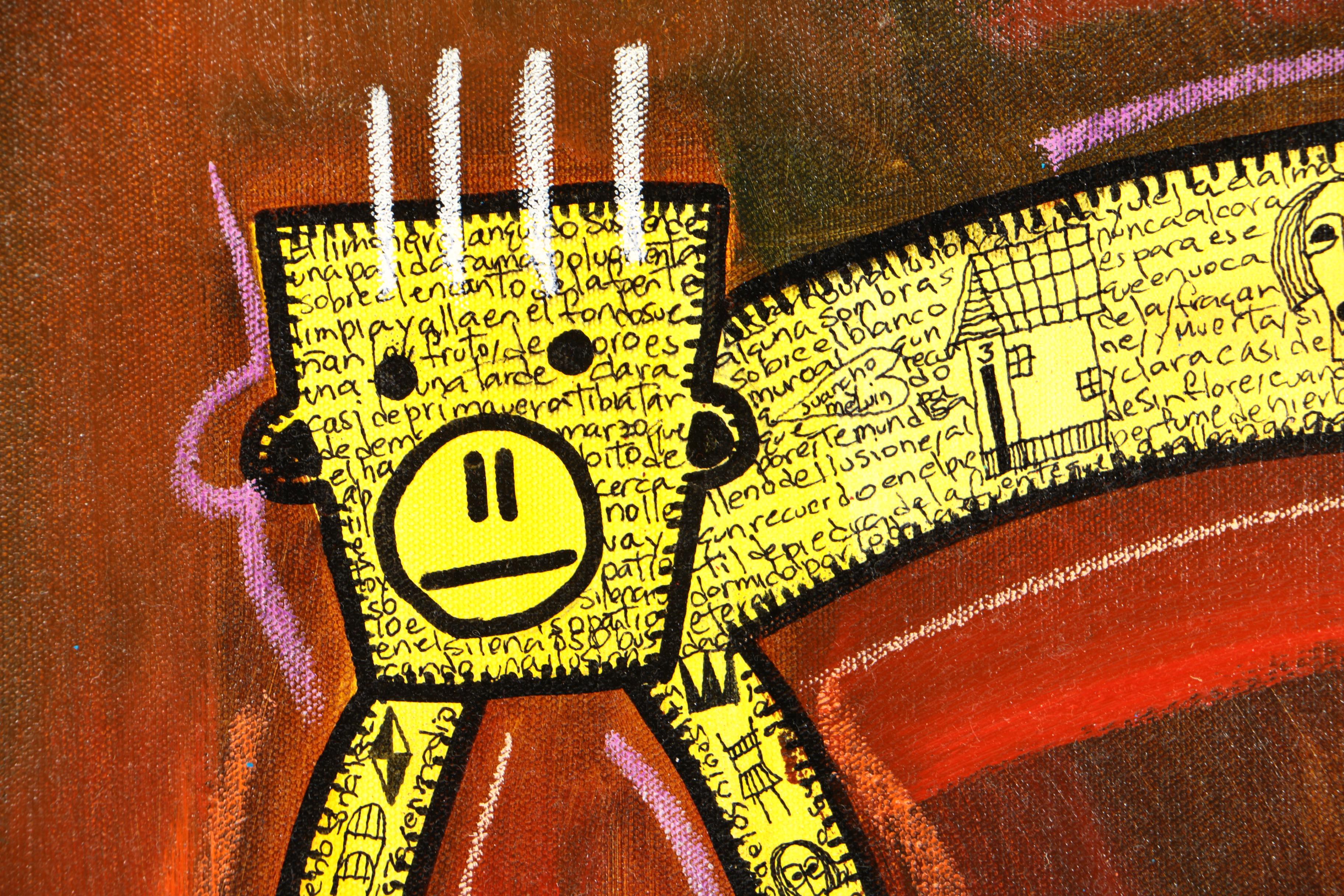 Gustavo Araya 2003 Mixed Media Painting on Canvas "Mono #2"