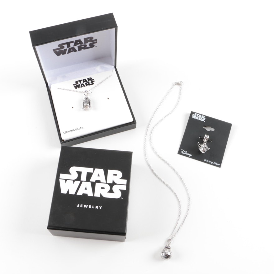 Star Wars Sterling Silver Jewelry Including Yoda, R2-D2 and BB-8