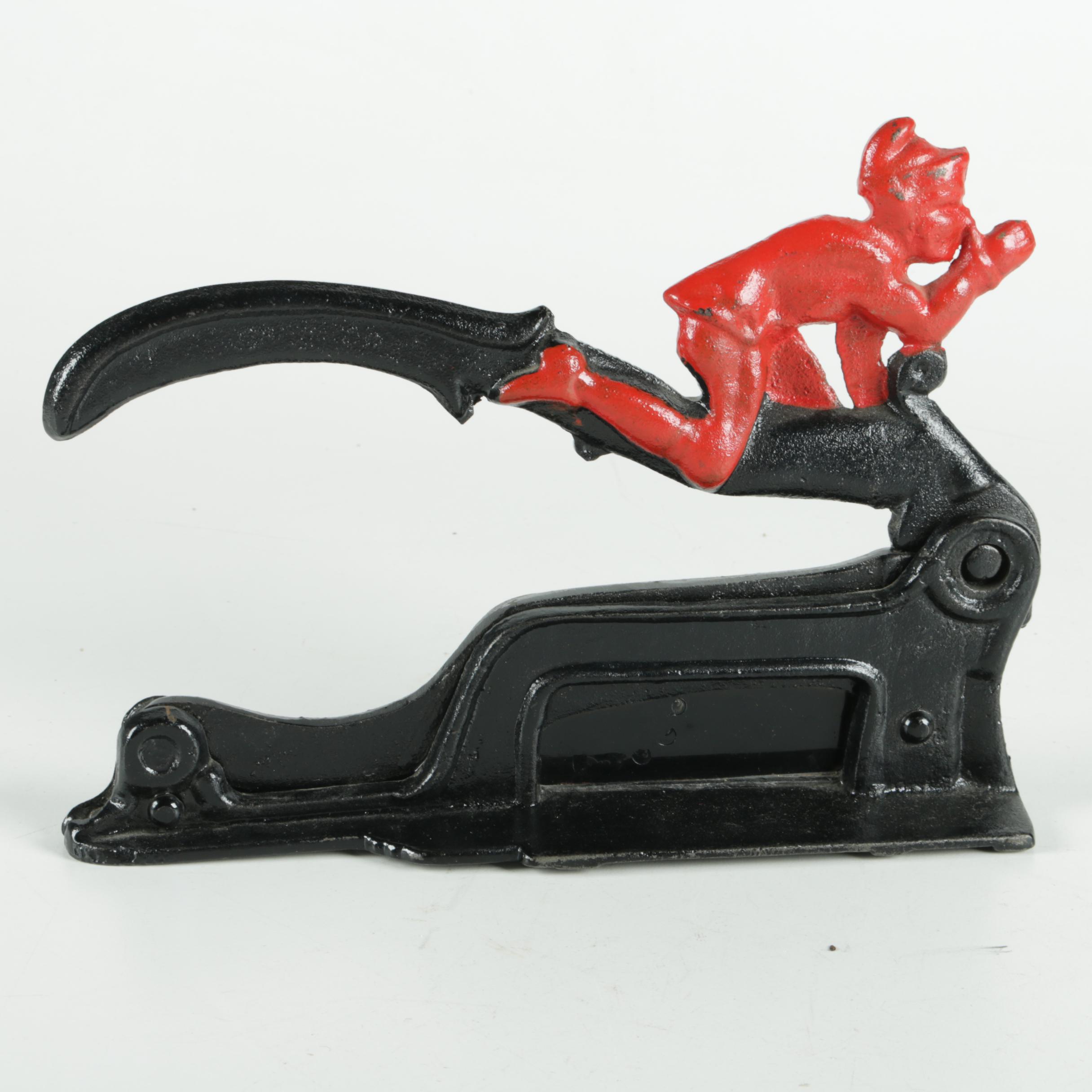 Vintage Brighton #3 Cast Iron Elf Accented Cigar and Tobacco Cutter