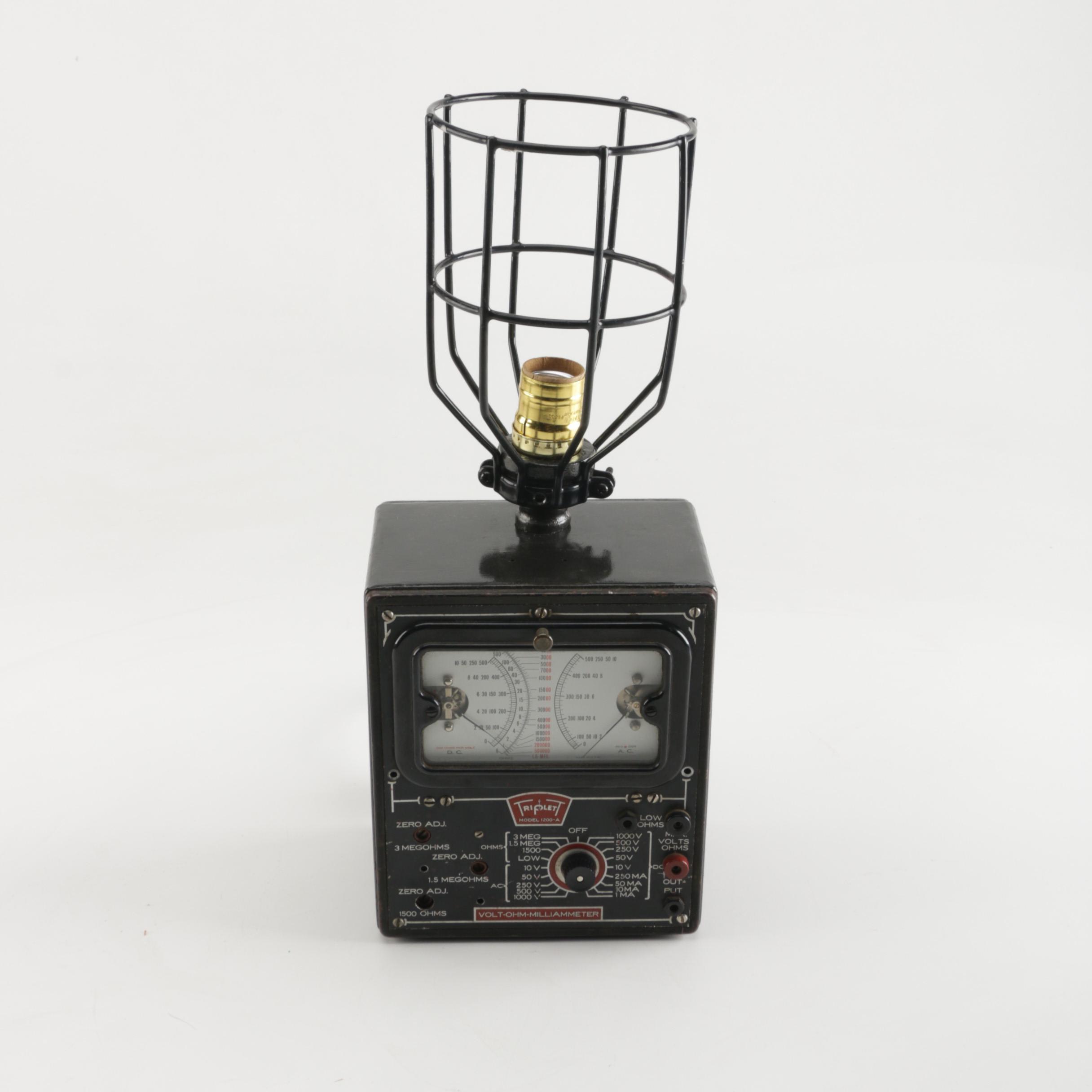 Industrial Steampunk Themed Voltage Meter Table Light