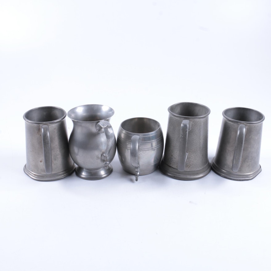 James Dixon & Sons Pewter Tankard with Other English Pewter Drinkware