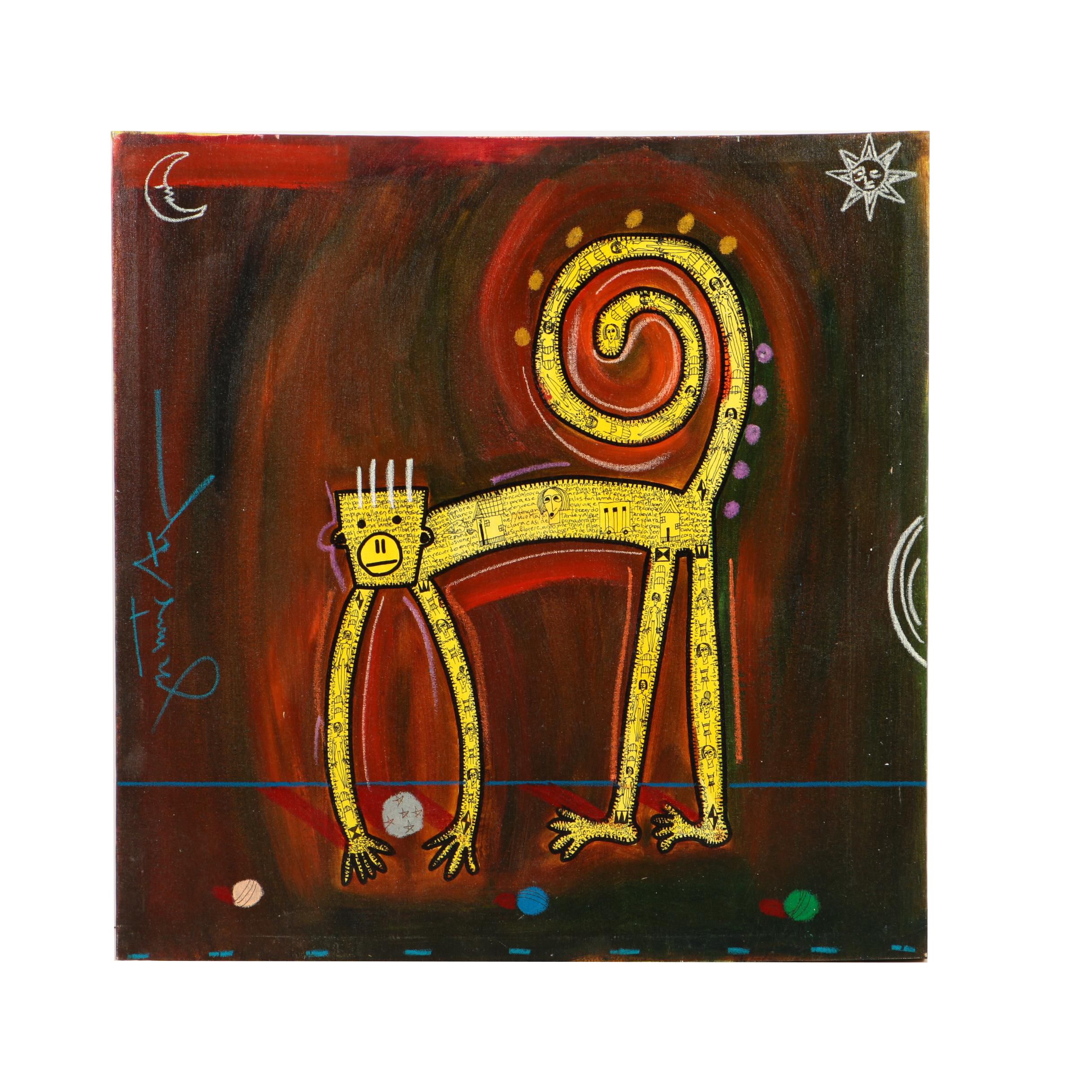 Gustavo Araya 2003 Mixed Media Painting on Canvas "Mono #2"