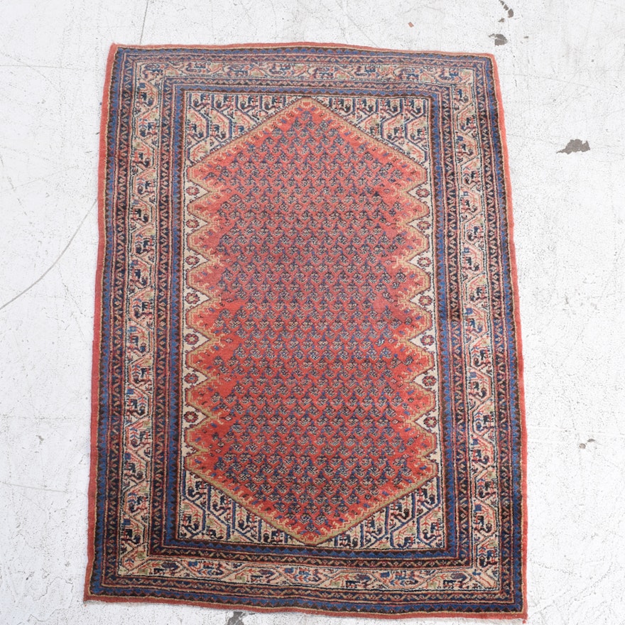 Hand-Knotted Persian Seraband Mir-a-Boteh Wool Accent Rug