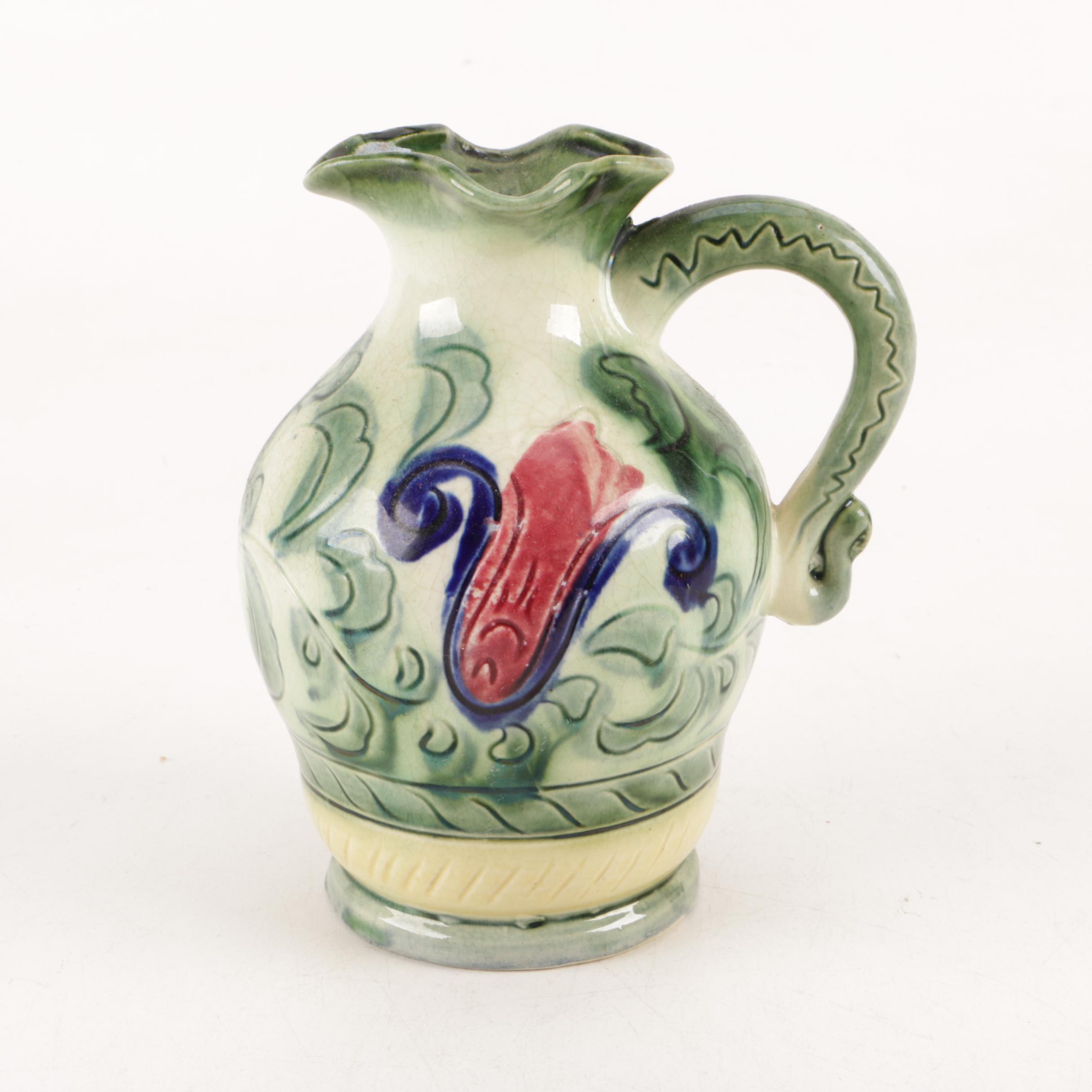 Capodimonte Style Cherub Pitcher and Ceramic Pitchers