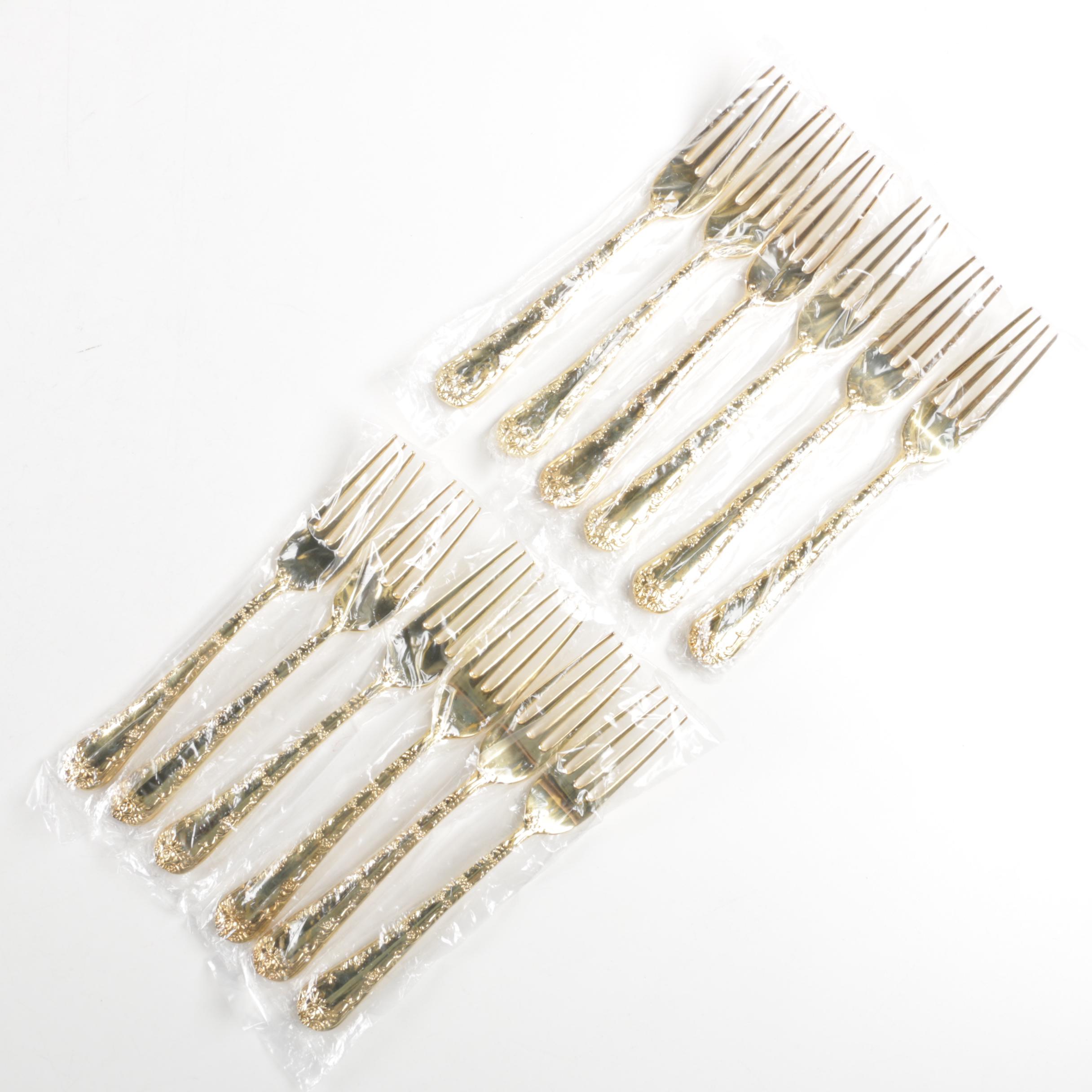 Wm Rogers & Son "Golden Enchanted Rose" Gold Electroplate Flatware Set