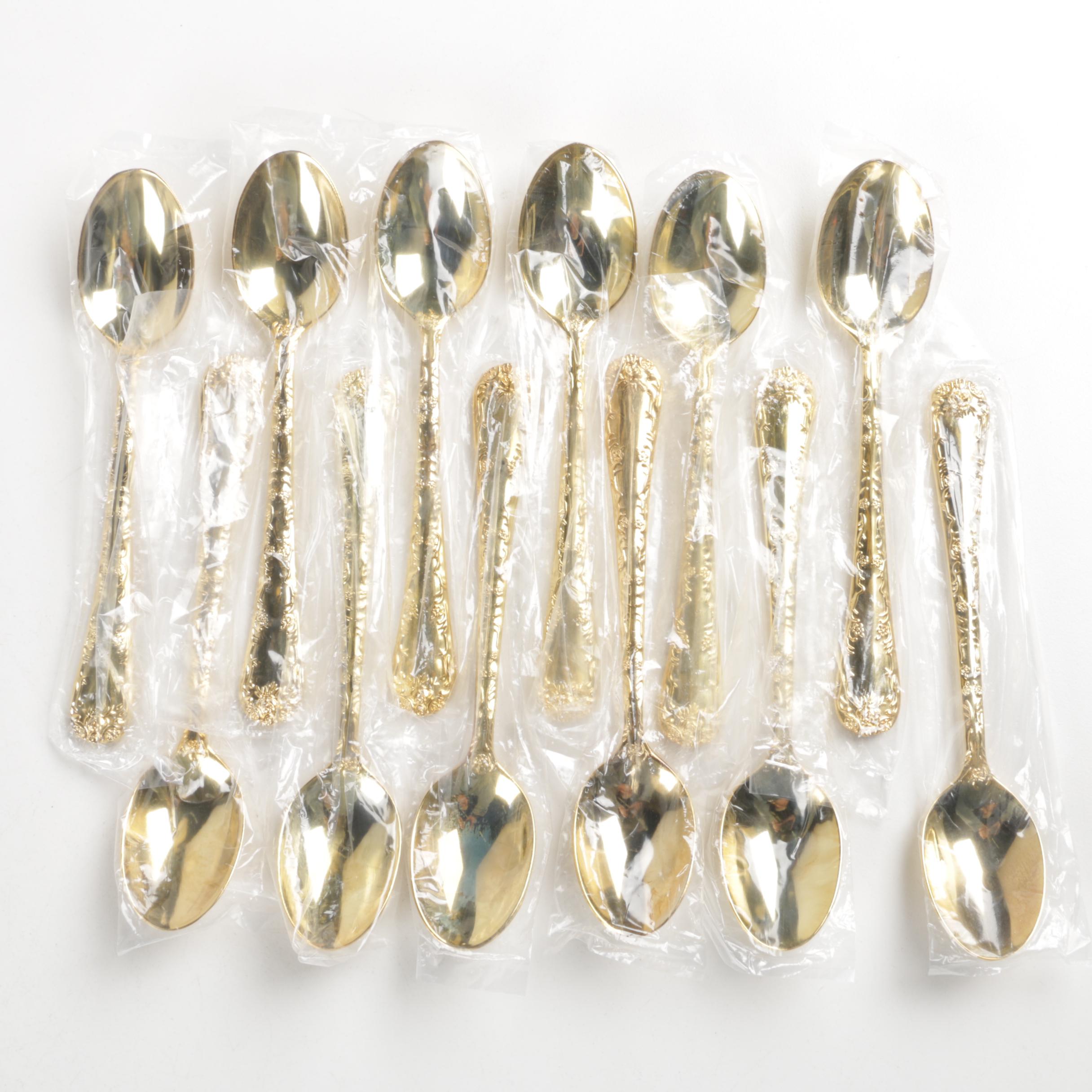 Wm Rogers & Son "Golden Enchanted Rose" Gold Electroplate Flatware Set