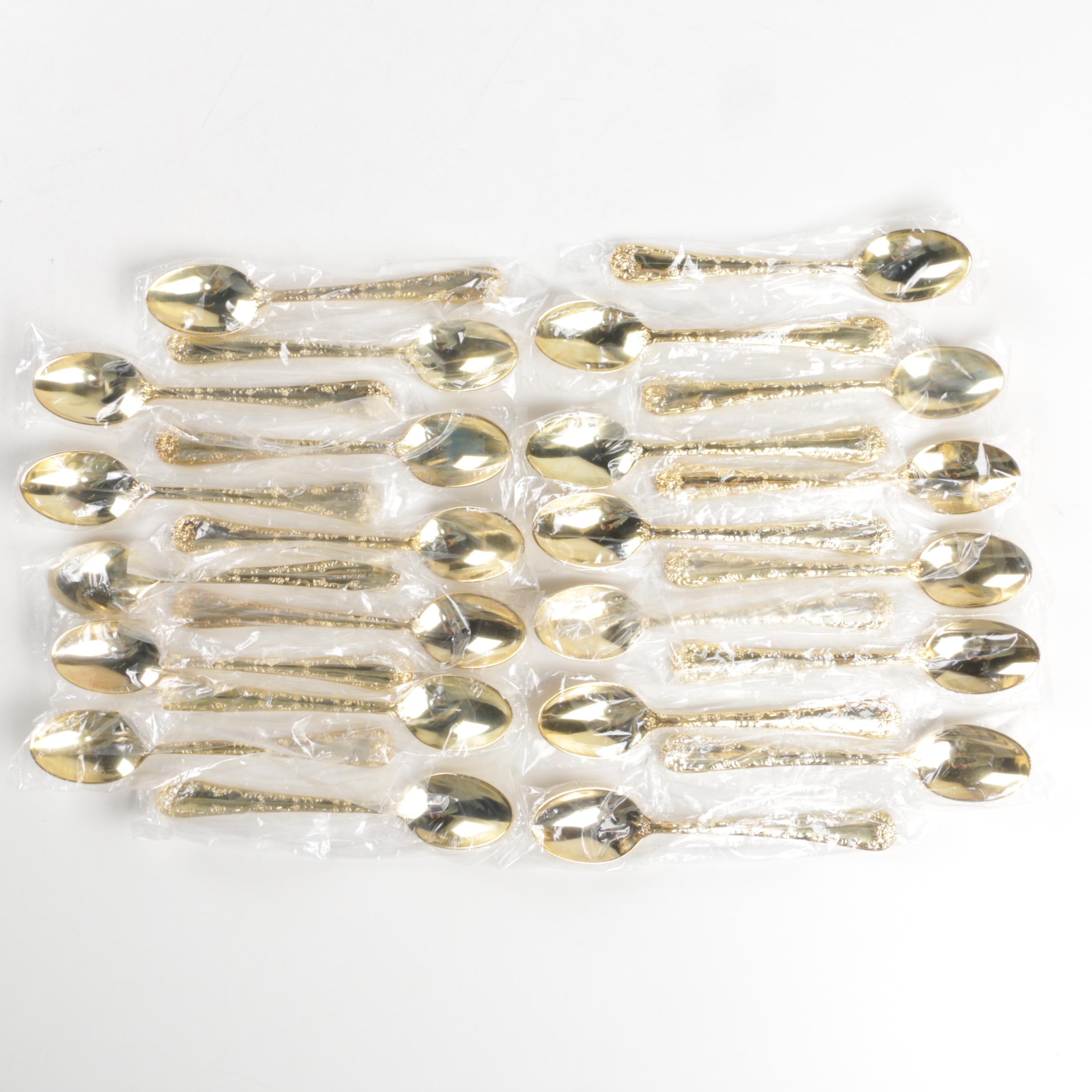 Wm Rogers & Son "Golden Enchanted Rose" Gold Electroplate Flatware Set