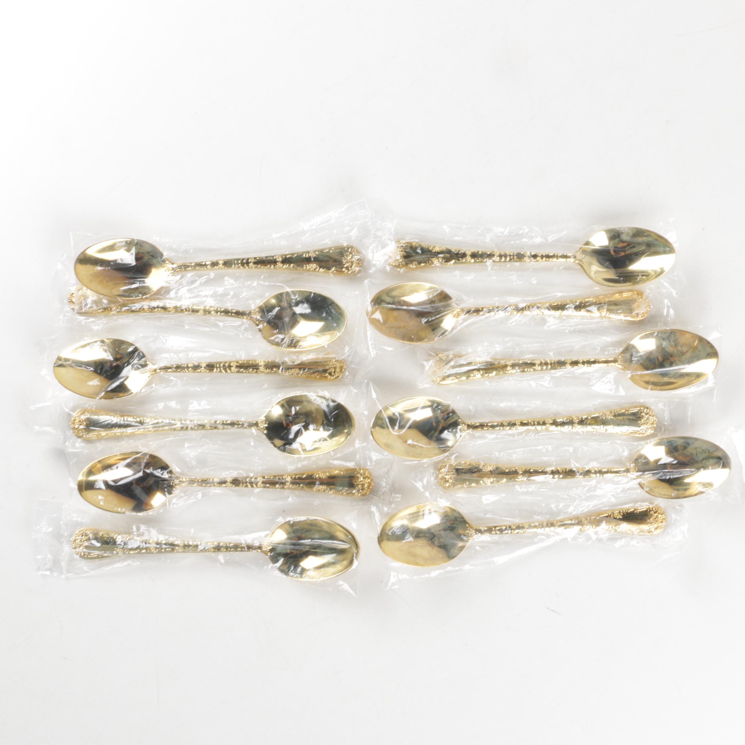 Wm Rogers & Son "Golden Enchanted Rose" Gold Electroplate Flatware Set