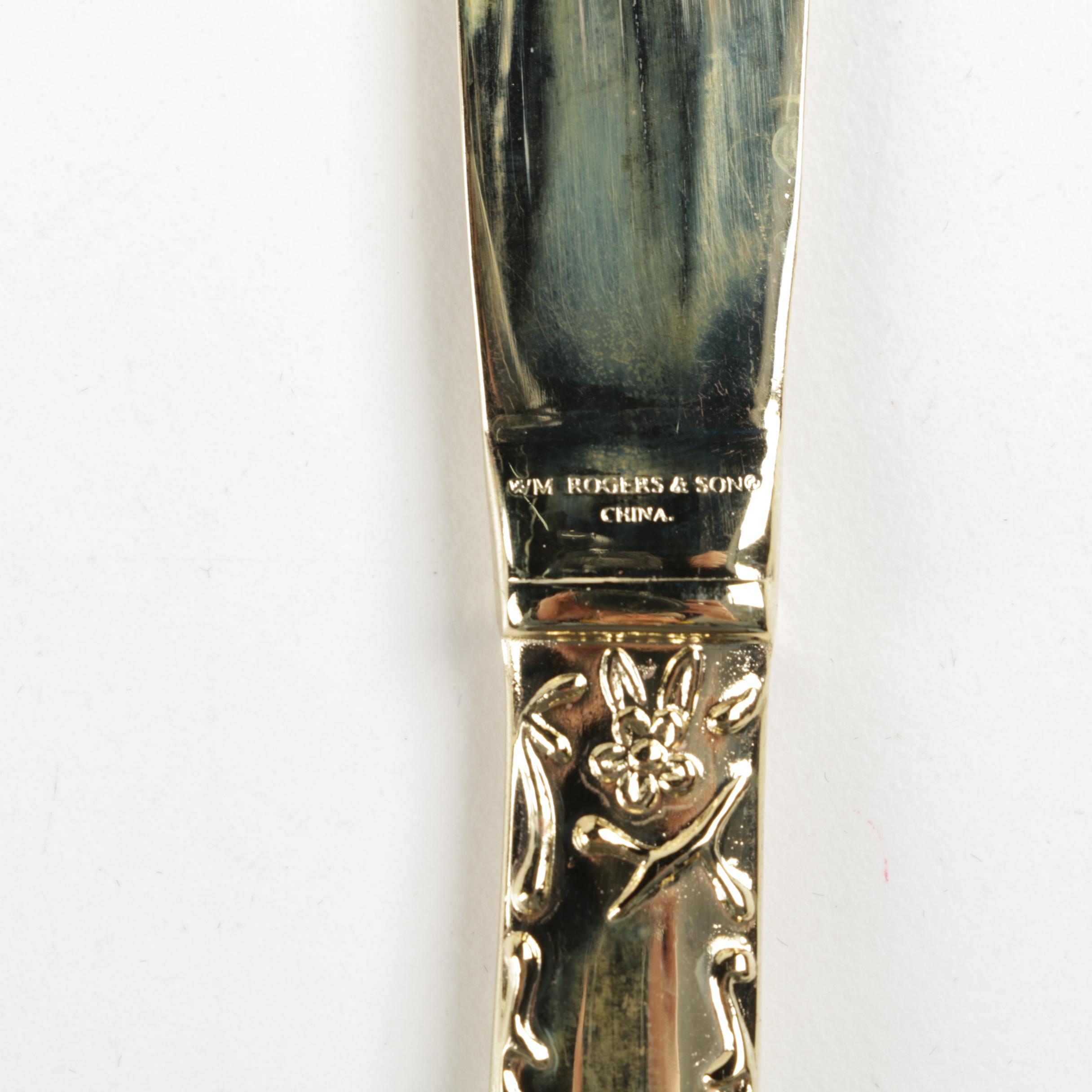 Wm Rogers & Son "Golden Enchanted Rose" Gold Electroplate Flatware Set