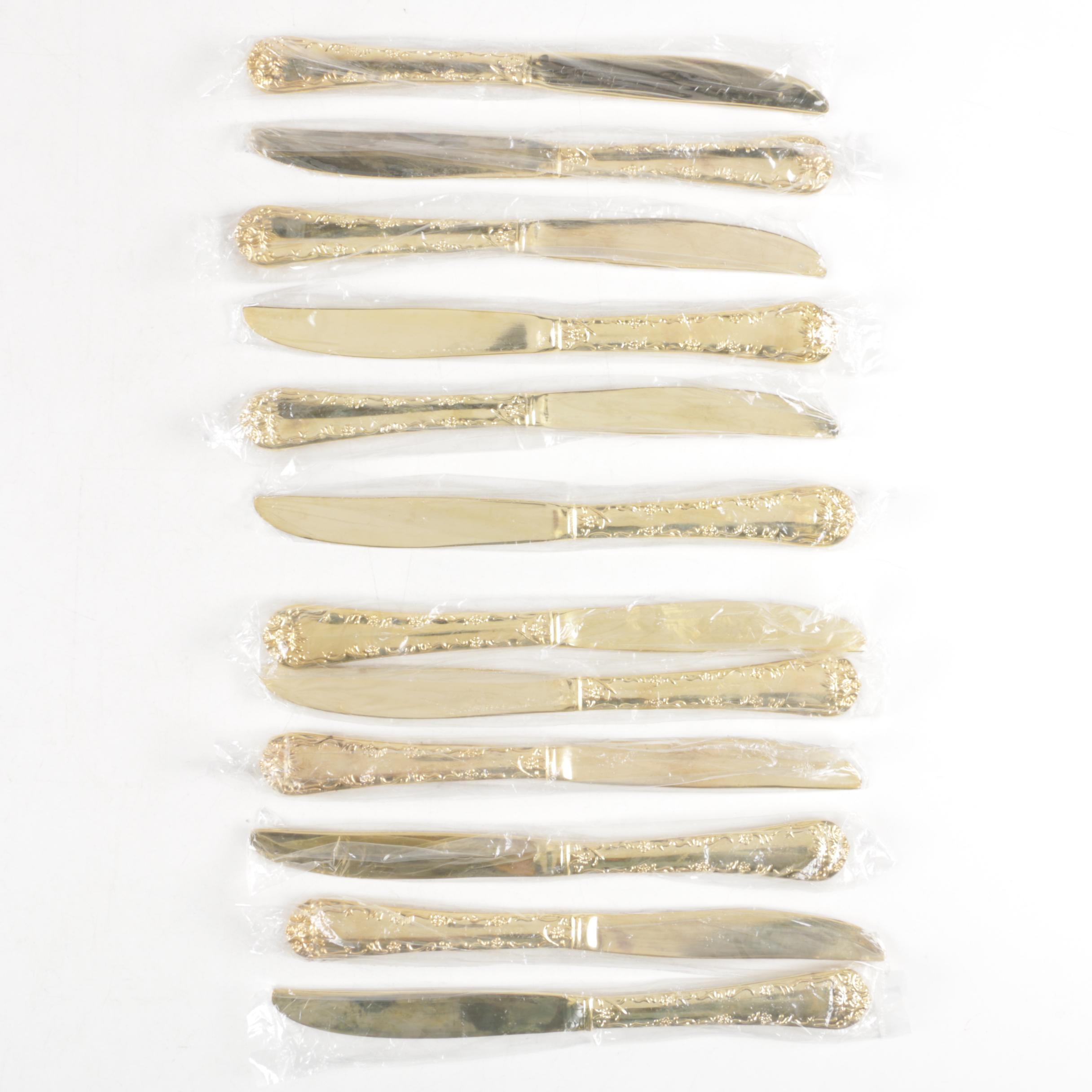 Wm Rogers & Son "Golden Enchanted Rose" Gold Electroplate Flatware Set