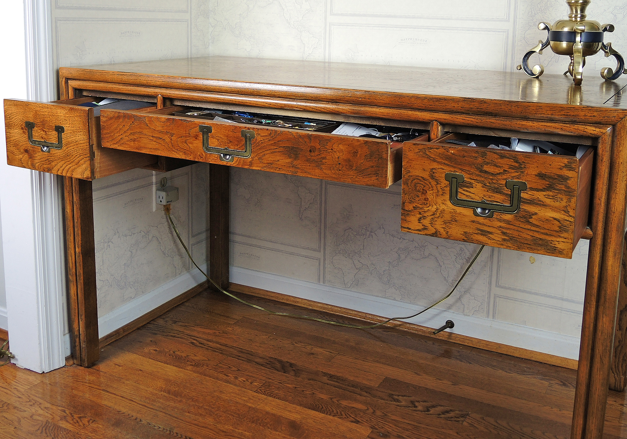 Henredon "Artefacts" Oak Campaign Desk