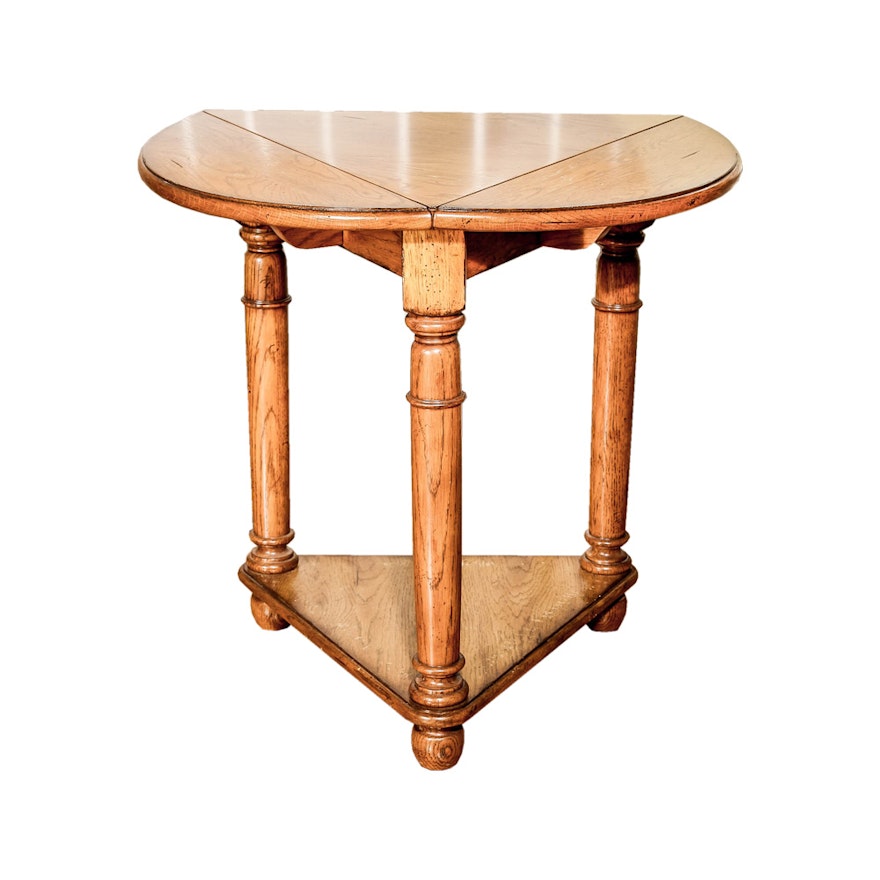 Triangular Shaped Drop Leaf Accent Table